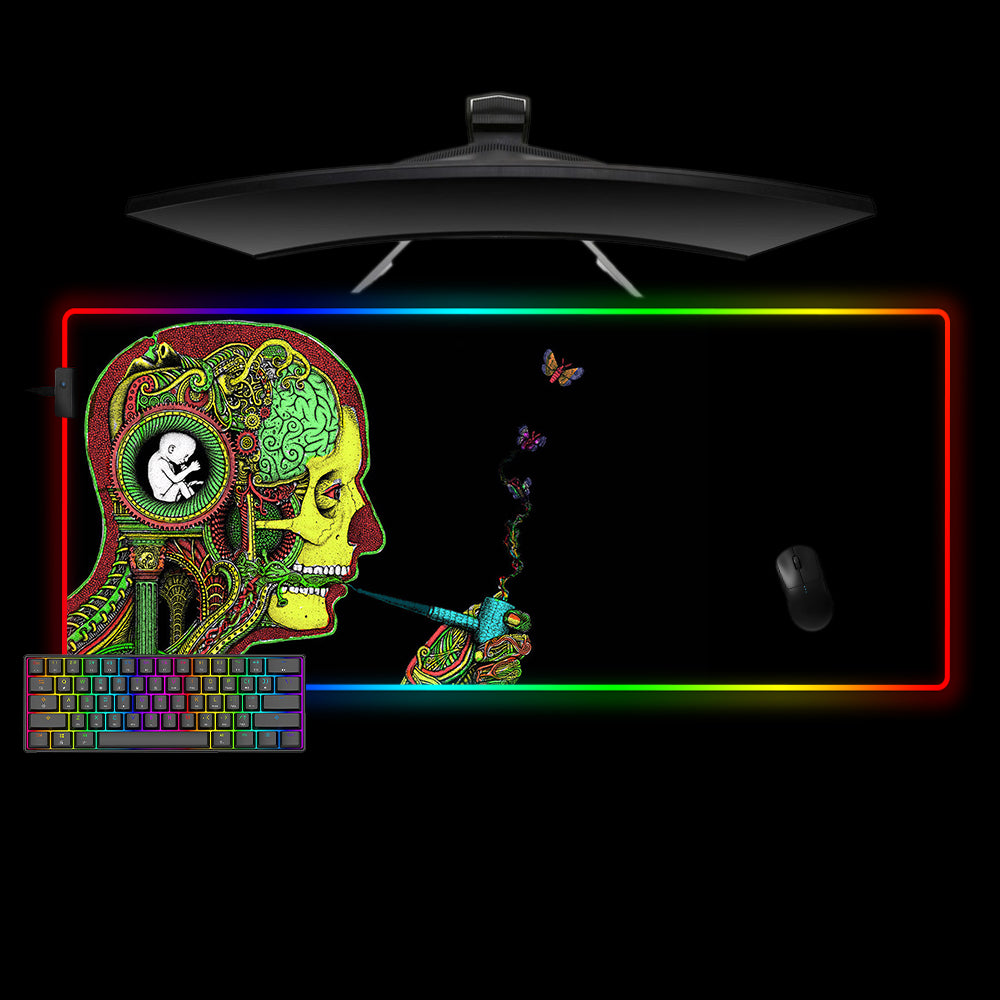 Allleftout Psychedelic Art The Mind Design M-Xxl Size Rgb Gaming Mouse Pad, Computer Desk Mat