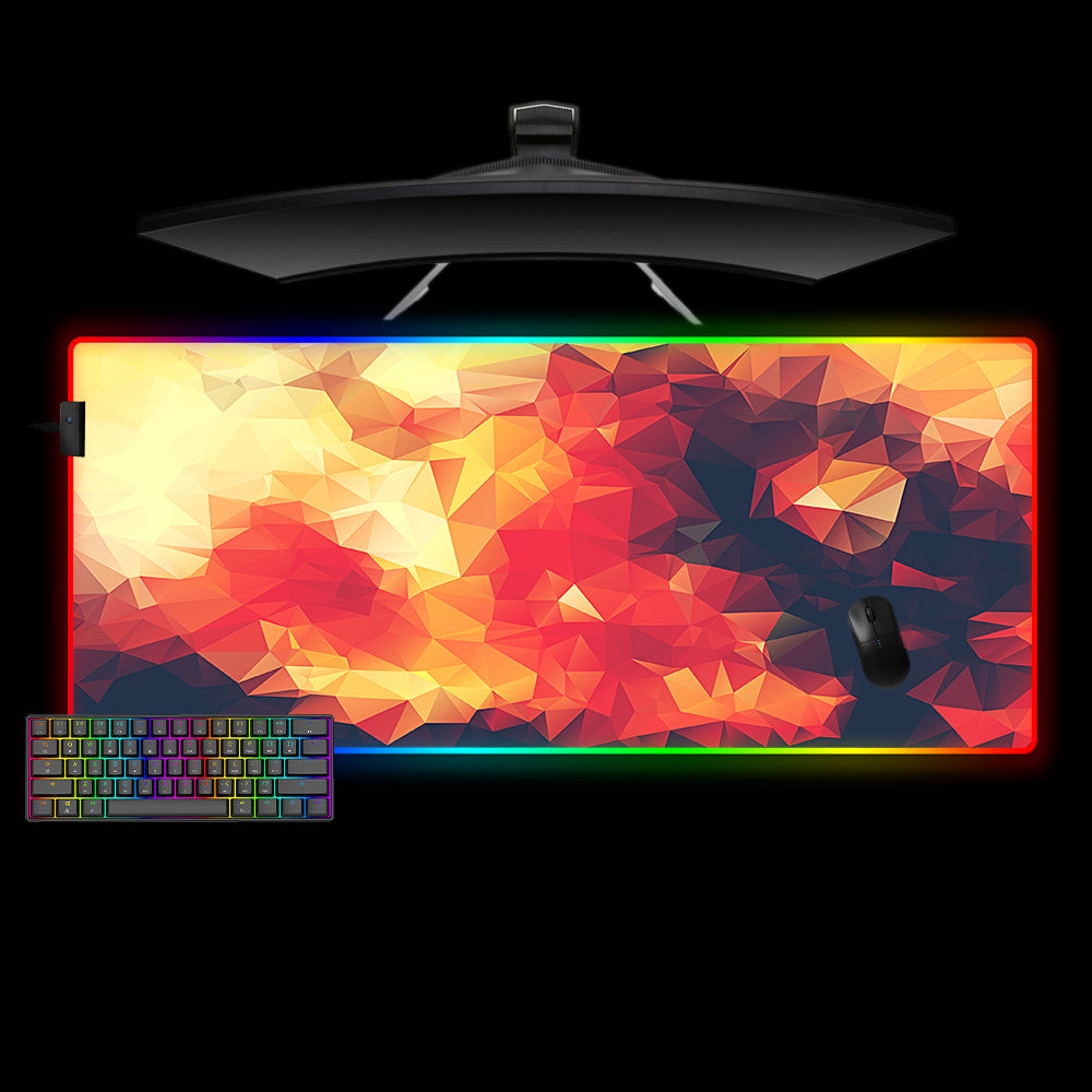 Allleftout Poly Fire Design M-Xxl Size Rgb Gaming Mouse Pad, Computer Desk Mat