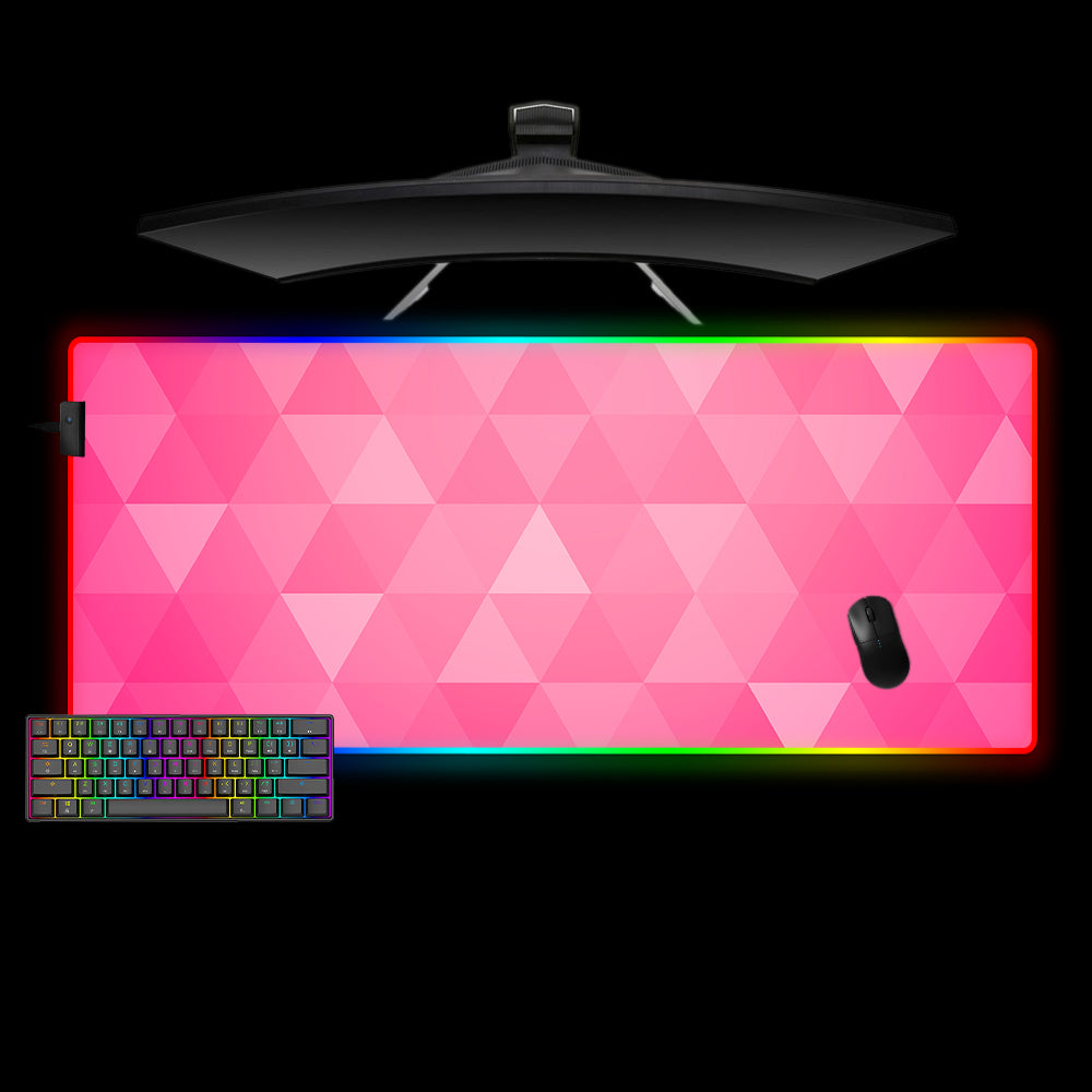 Allleftout Pink Triangles Design M-Xxl Size Rgb Gaming Mouse Pad, Computer Desk Mat