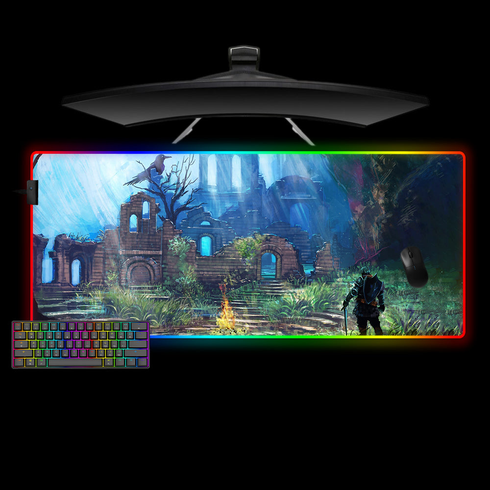 Allleftout Firelink Shrine Design M-Xxl Size Rgb Gaming Mouse Pad, Computer Desk Mat
