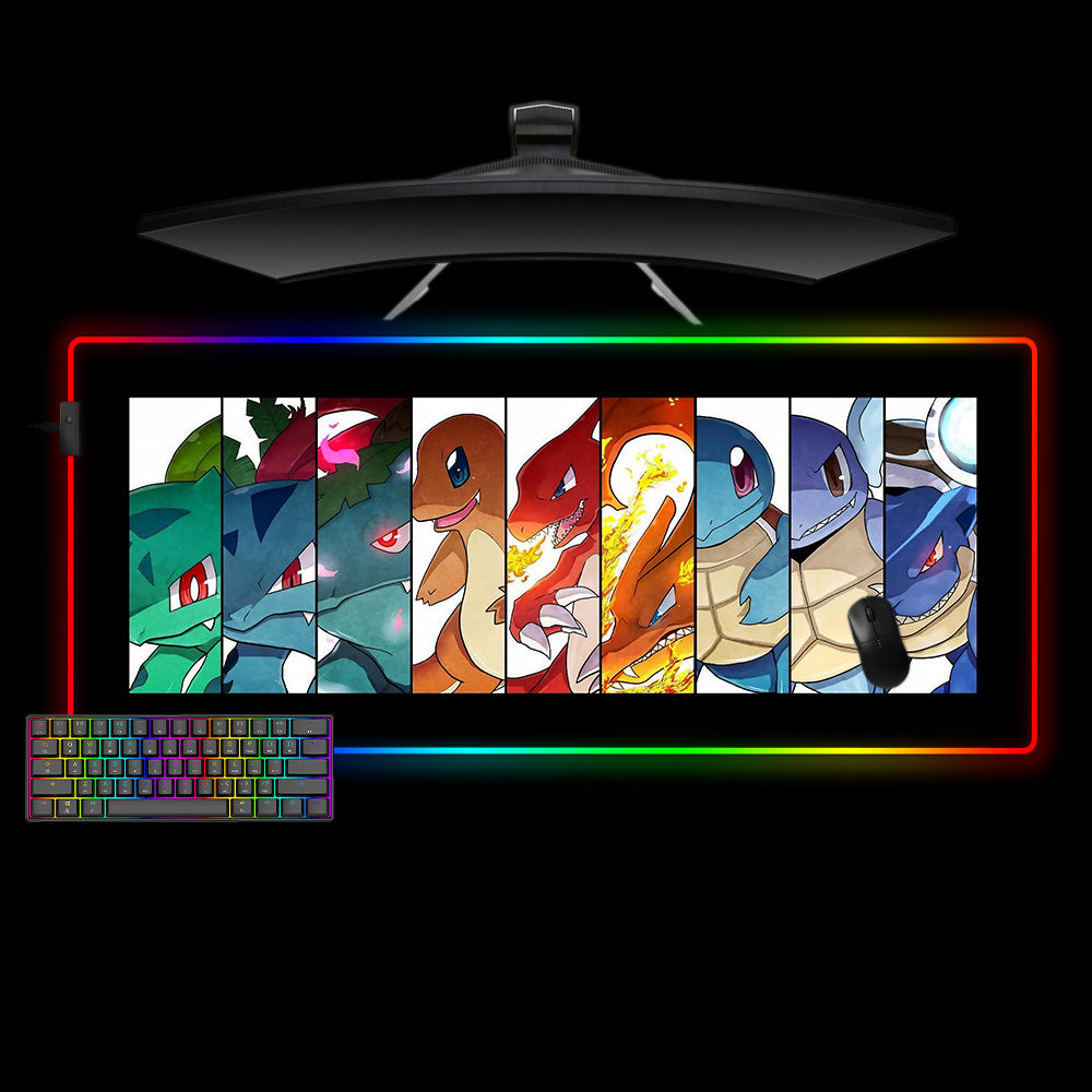 Allleftout Pokemon Evolution Design M-Xxl Size Rgb Gaming Mouse Pad, Computer Desk Mat
