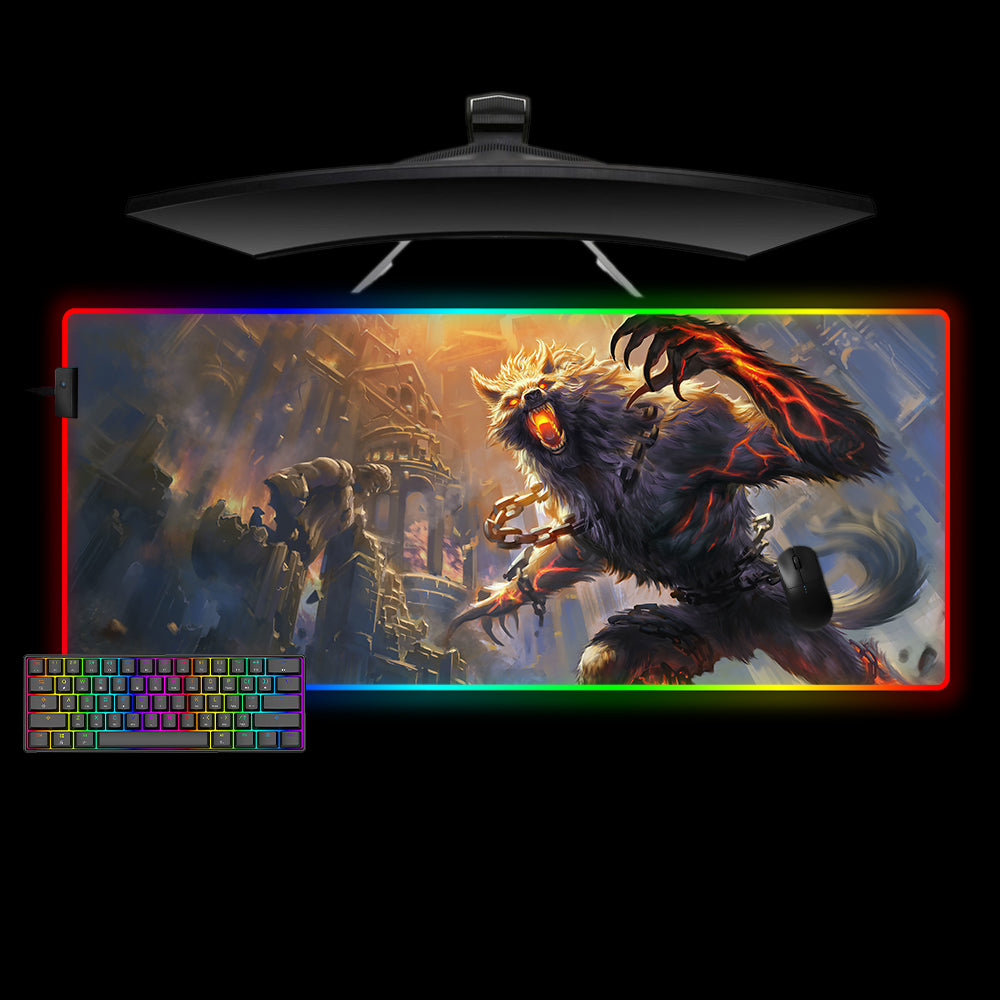 Allleftout Fenrir Design M-Xxl Size Rgb Gaming Mouse Pad, Computer Desk Mat