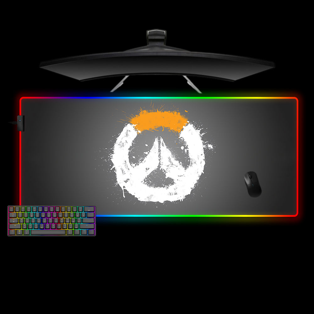 Allleftout Overwatch Splatter Logo Design M-Xxl Size Rgb Gaming Mouse Pad, Computer Desk Mat