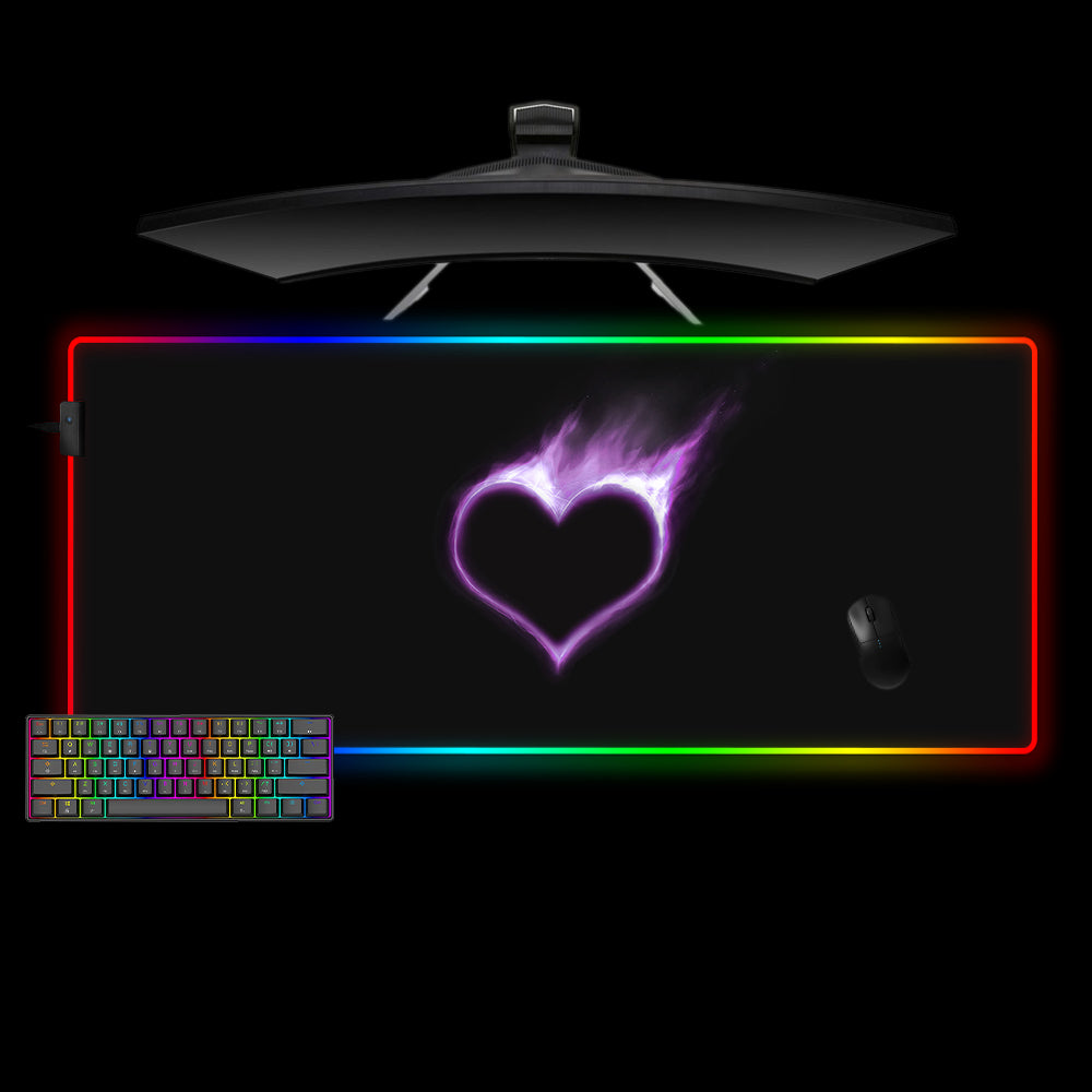 Allleftout Purple Heart Design M-Xxl Size Rgb Gaming Mouse Pad, Computer Desk Mat