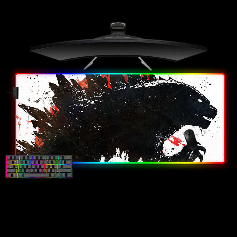 Allleftout Godzilla Splatter Design M-Xxl Size Rgb Gaming Mouse Pad, Computer Desk Mat