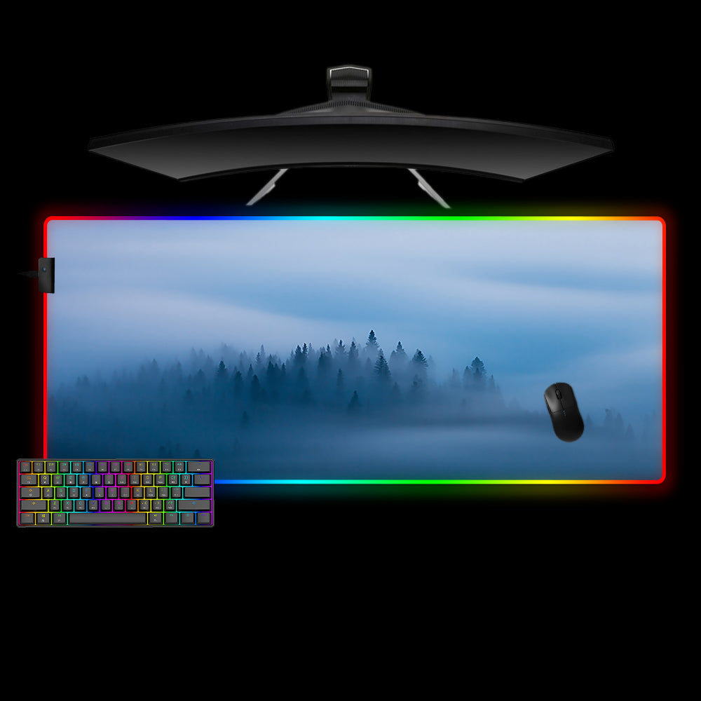Allleftout Foggy Forest Design M-Xxl Size Rgb Gaming Mouse Pad, Computer Desk Mat