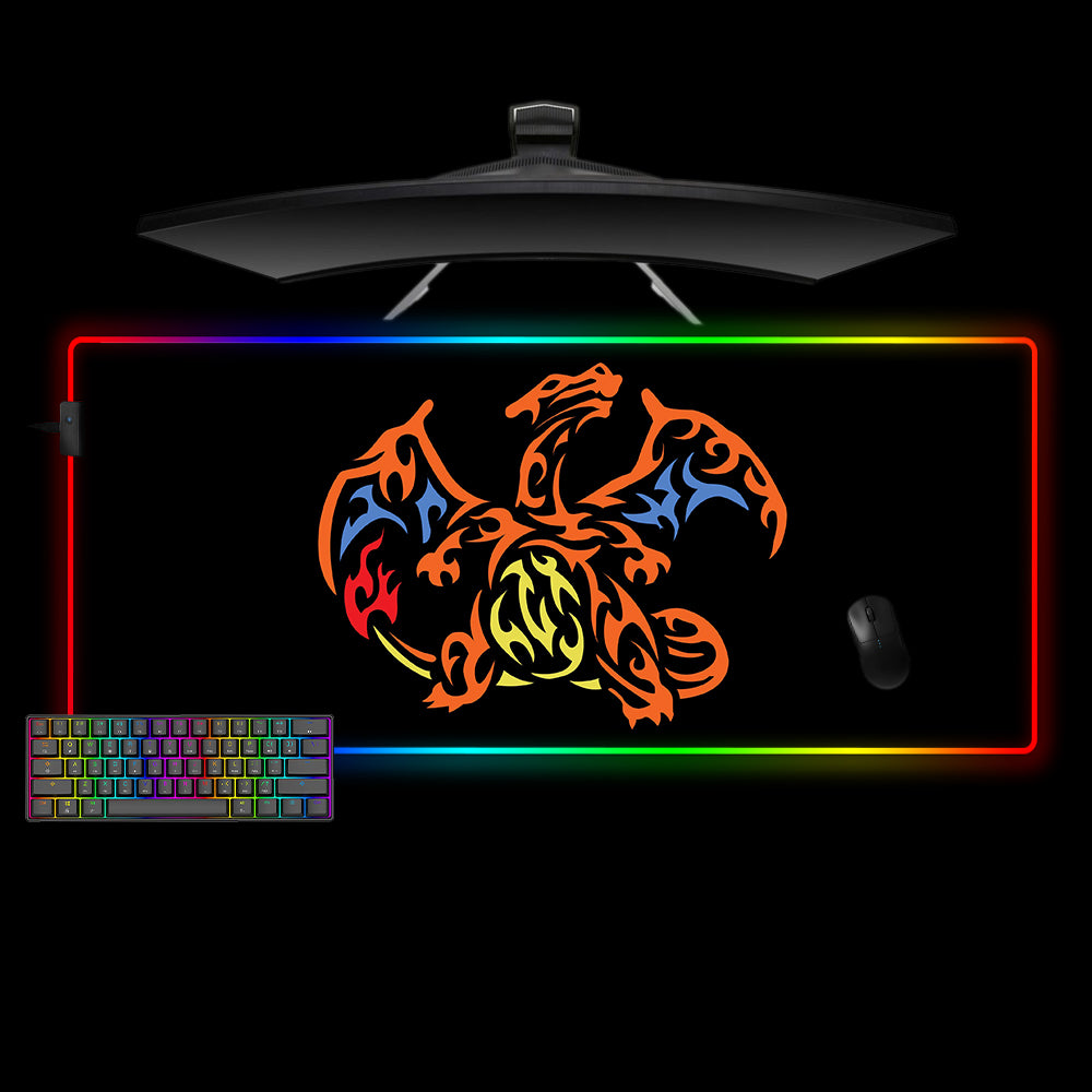 Allleftout Charizard Logo Design M-Xxl Size Rgb Gaming Mouse Pad, Computer Desk Mat