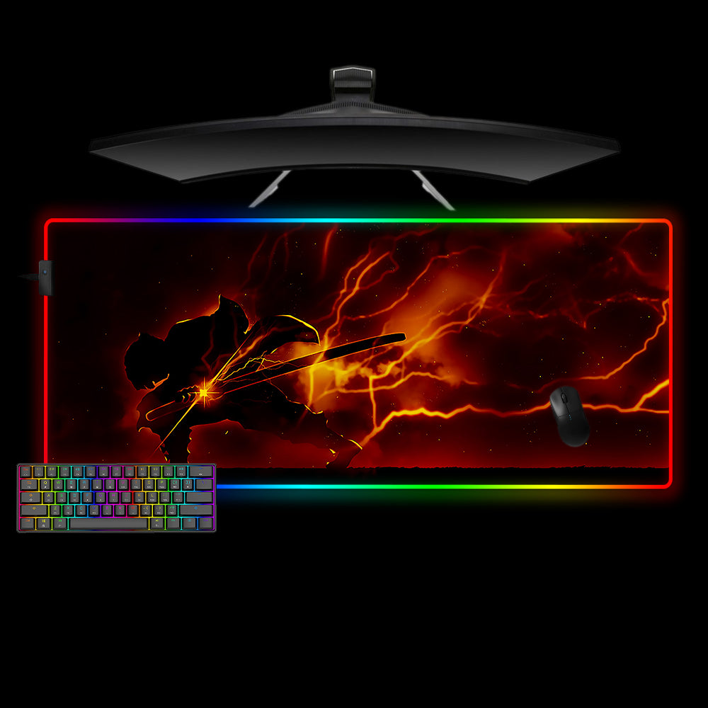 Allleftout Demon Slayer Zenitsu Dark Design M-Xxl Size Rgb Gaming Mouse Pad, Computer Desk Mat