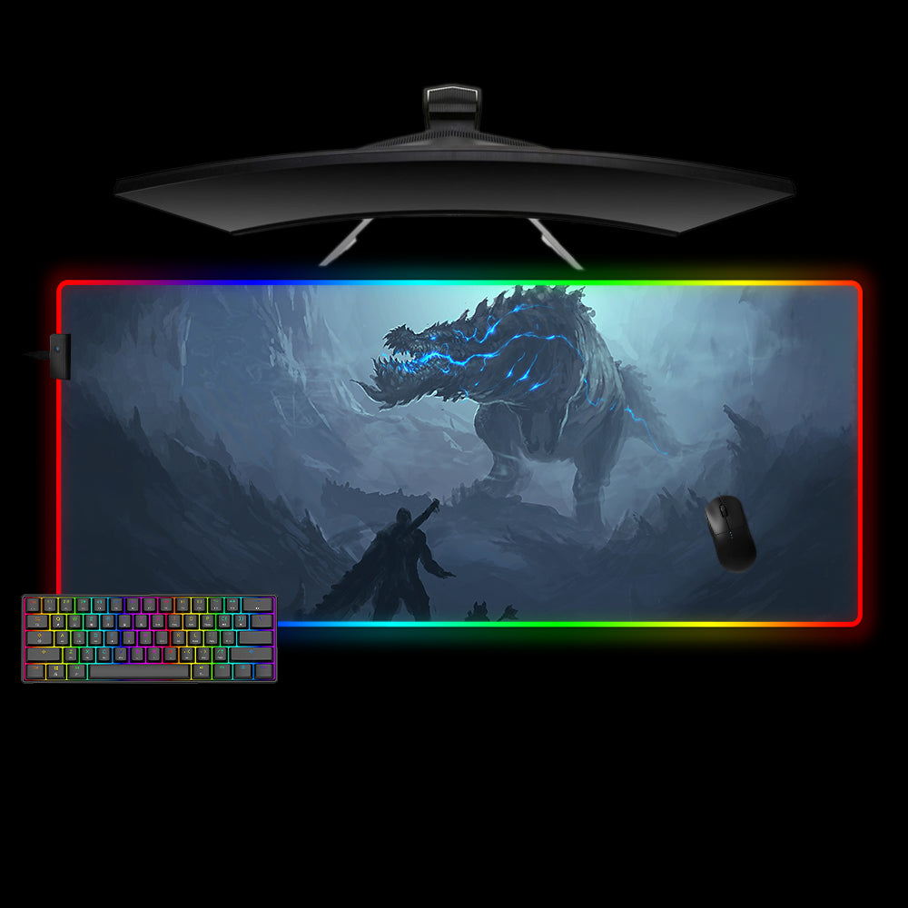 Allleftout Monster Hunter Deviljho Design M-Xxl Size Rgb Gaming Mouse Pad, Computer Desk Mat