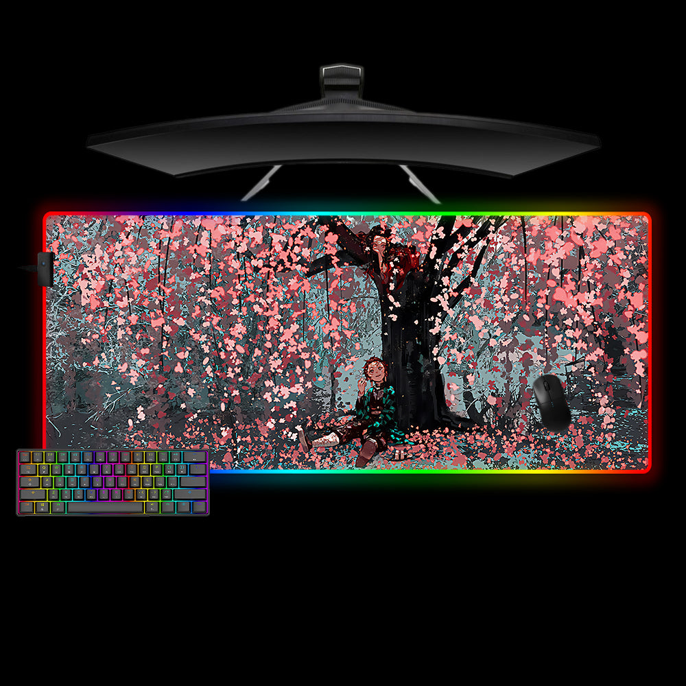 Allleftout Demon Slayer Sakura Design M-Xxl Size Rgb Gaming Mouse Pad, Computer Desk Mat