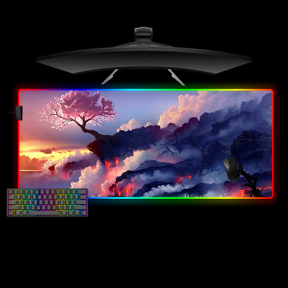 Allleftout Sakura Cliff Design M-Xxl Size Rgb Gaming Mouse Pad, Computer Desk Mat