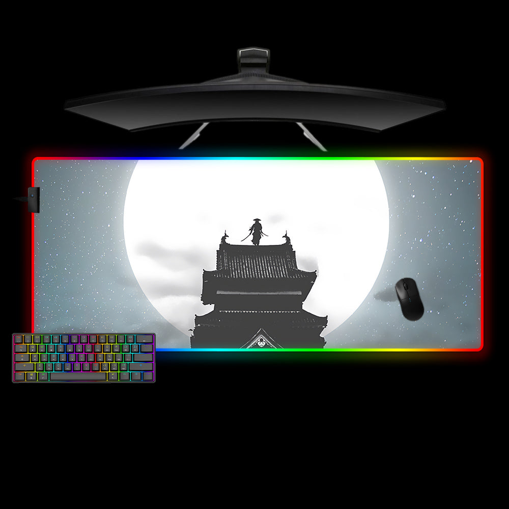 Allleftout Ronin Moon Design M-Xxl Size Gaming Rgb Mouse Pad, Computer Desk Mat