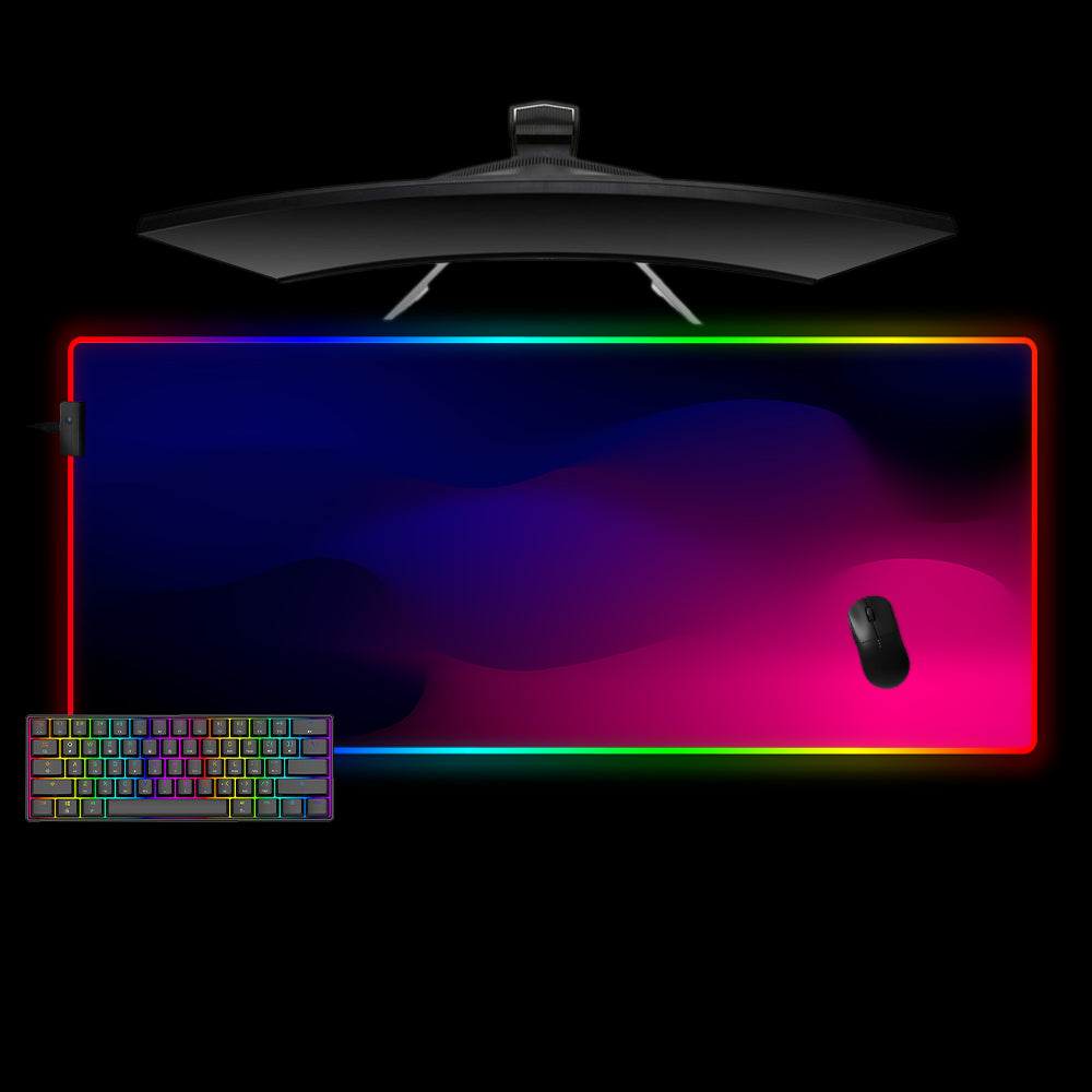 Allleftout Blue To Magenta Gradient Waves Design M-Xxl Size Gaming Rgb Mouse Pad, Computer Desk Mat