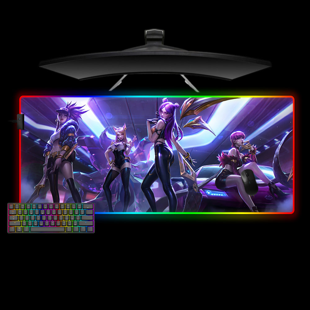Allleftout Girl Squad Design M-Xxl Size Rgb Gaming Mouse Pad, Computer Desk Mat