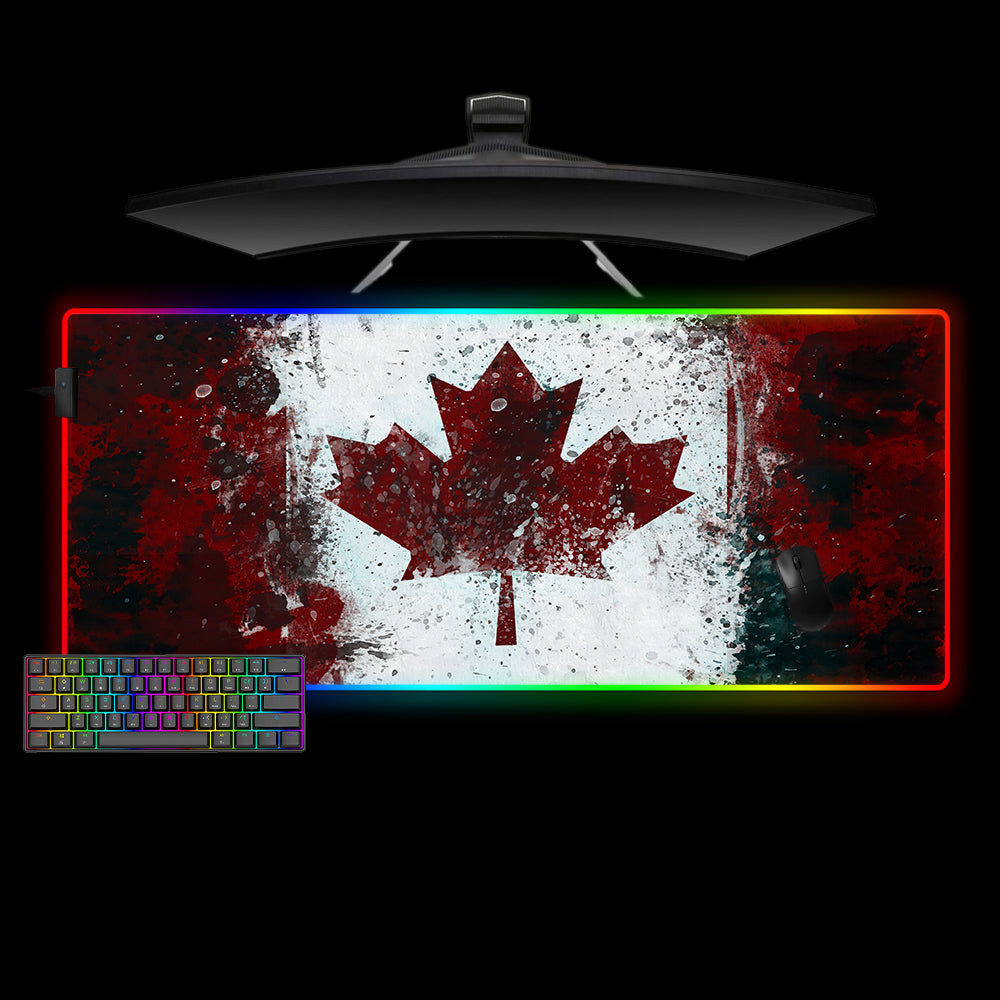 Allleftout Canada Flag Splash Paint Design M-Xxl Size Rgb Gaming Mouse Pad, Computer Desk Mat