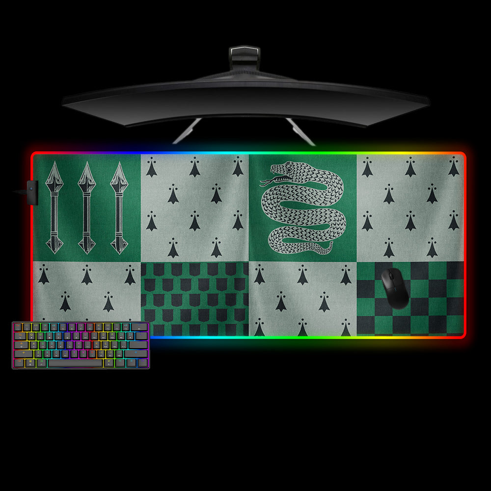 Allleftout Slytherin Flag Design M-Xxl Size Rgb Gaming Mouse Pad, Computer Desk Mat