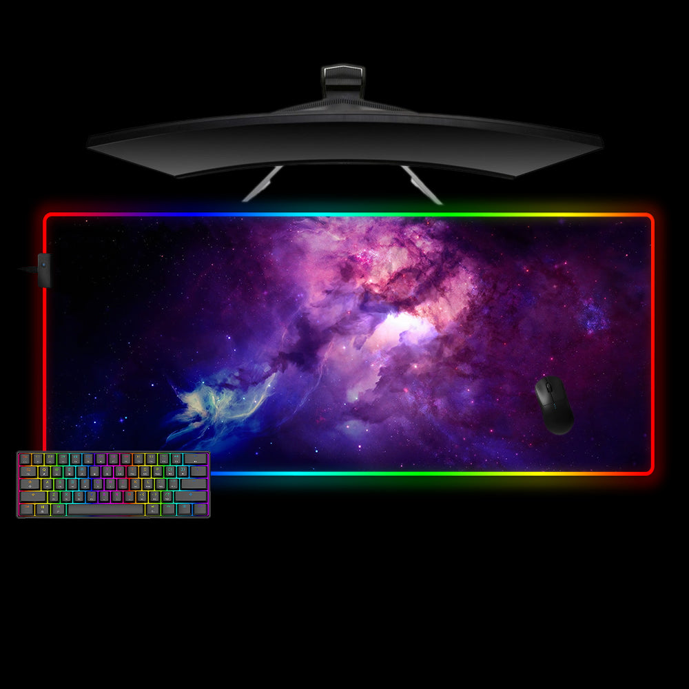 Allleftout Purple And Blue Galaxy Design M-Xxl Size Rgb Gaming Mouse Pad, Computer Desk Mat