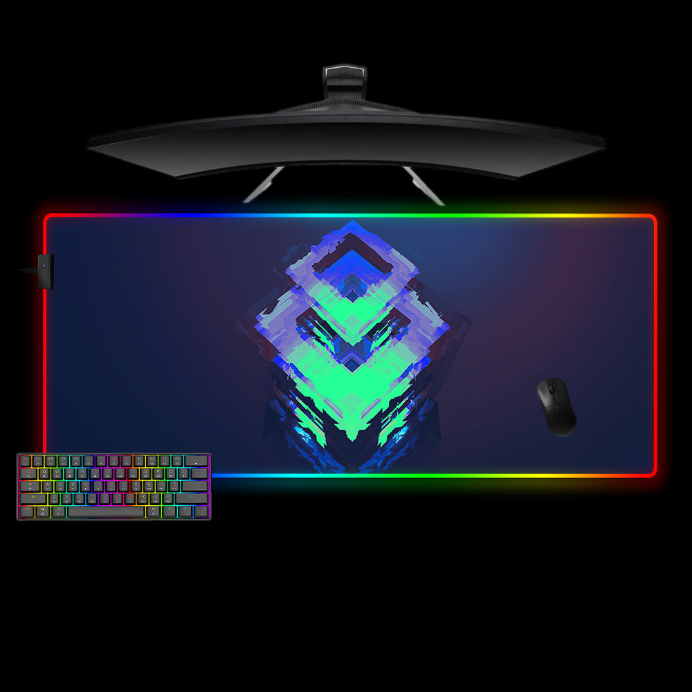 Allleftout Cube Geometry Design M-Xxl Size Rgb Gaming Mouse Pad, Computer Desk Mat