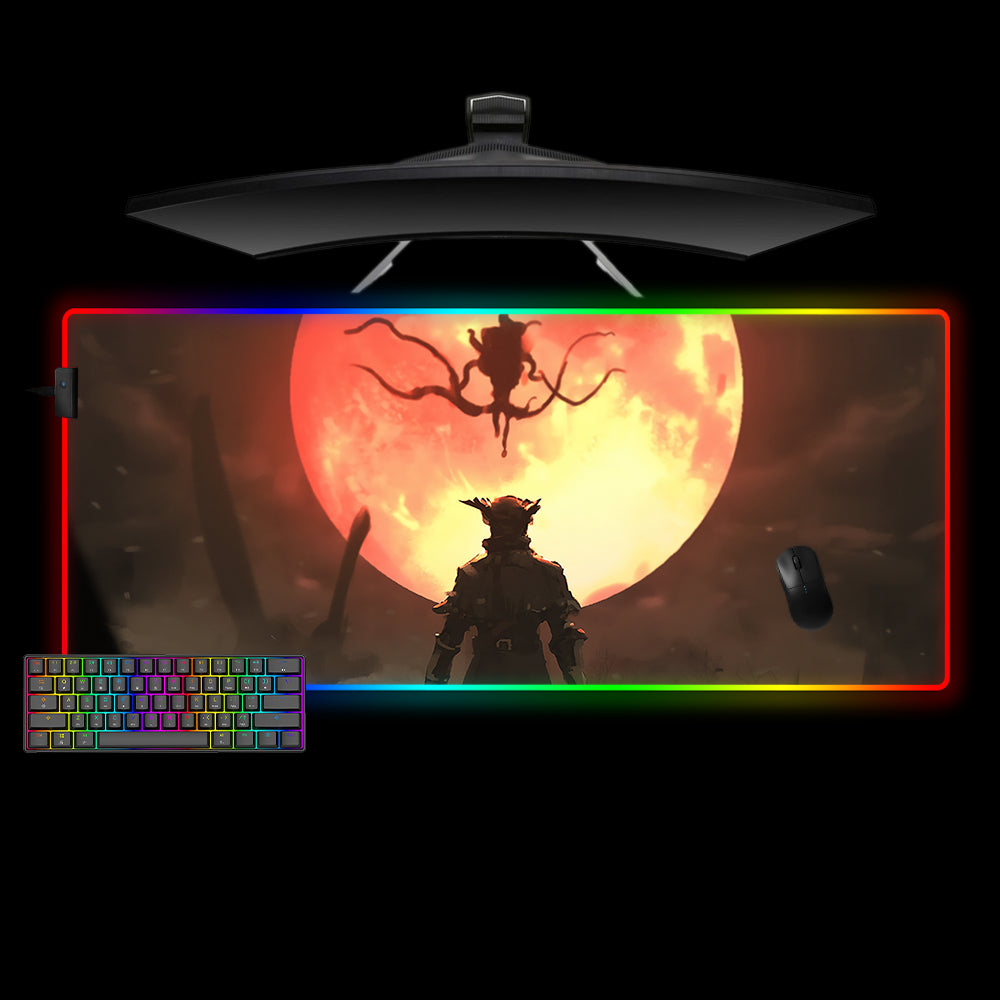 Allleftout Bloodborne Moon Presence Design M-Xxl Size Rgb Gaming Mouse Pad, Computer Desk Mat