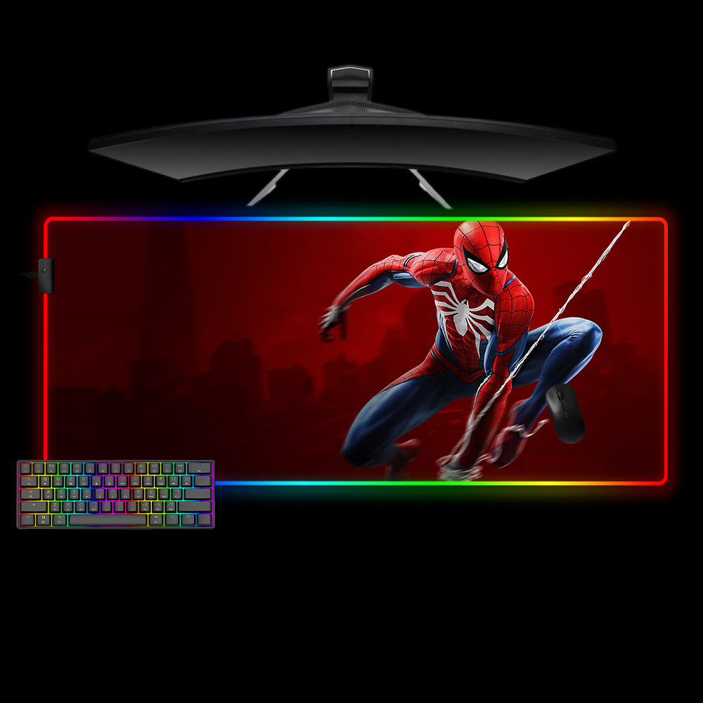 Allleftout Spiderman Swing Design M-Xxl Size Rgb Gaming Mouse Pad, Computer Desk Mat