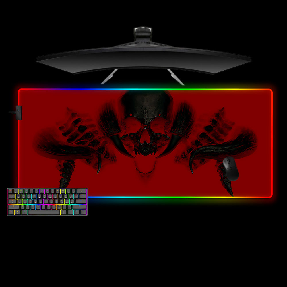 Allleftout Red And Black Monster Skull Design M-Xxl Size Rgb Gaming Mouse Pad, Computer Desk Mat