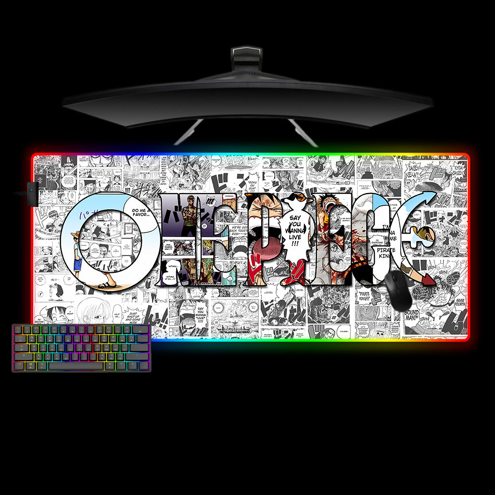 Allleftout One Piece Pages Design M-Xxl Size Rgb Gaming Mouse Pad, Computer Desk Mat