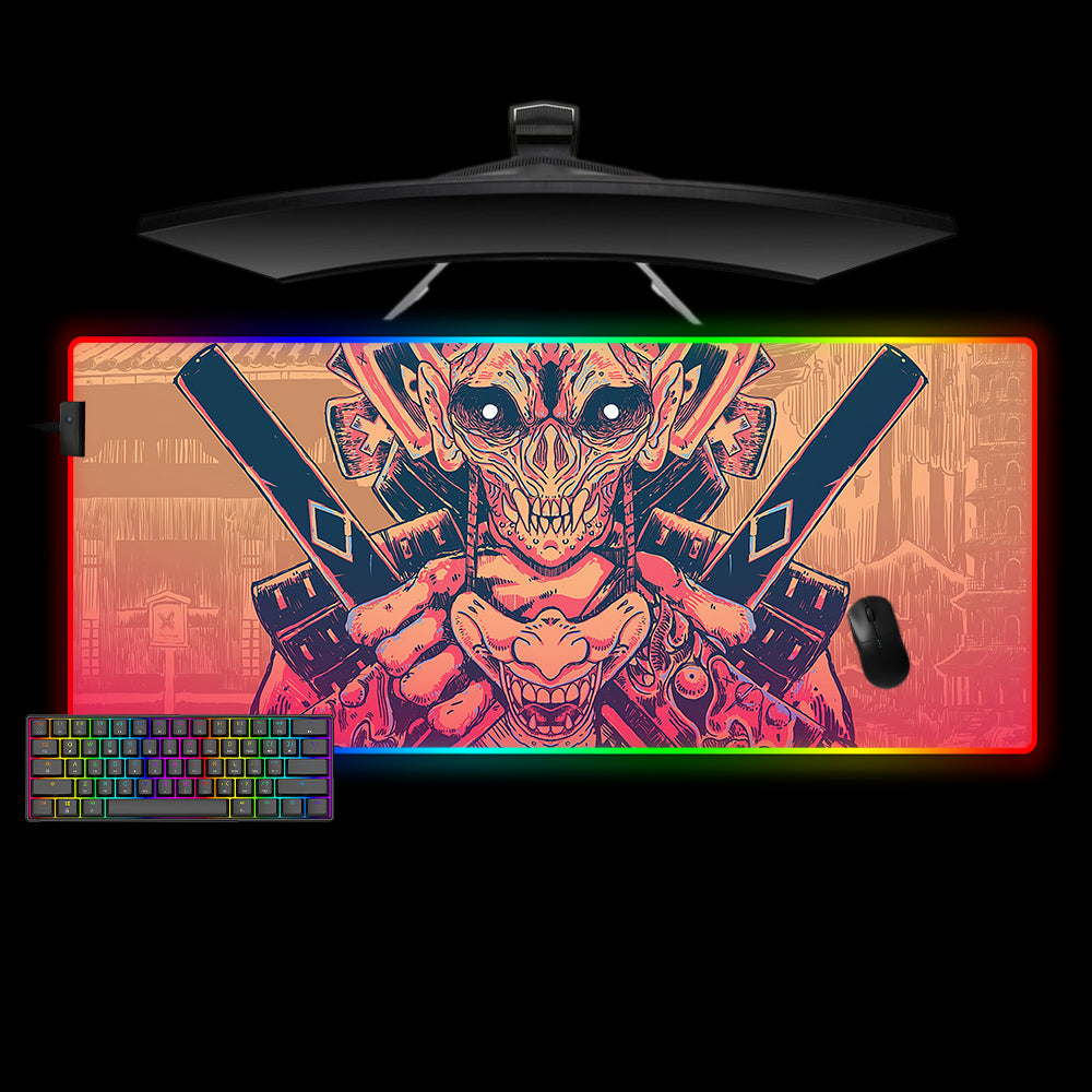 Allleftout Monster Samurai Design M-Xxl Size Rgb Gaming Mouse Pad, Computer Desk Mat