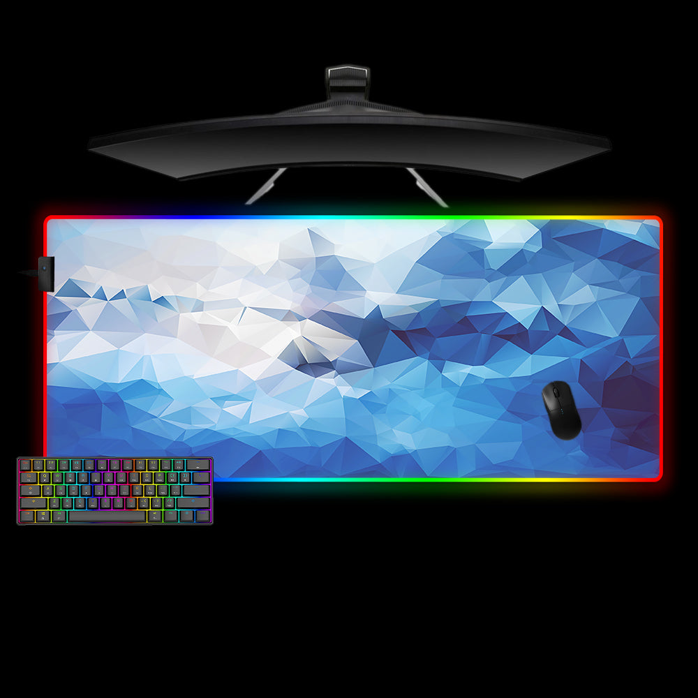 Allleftout Poly Blue Design M-Xxl Size Rgb Gaming Mouse Pad, Computer Desk Mat