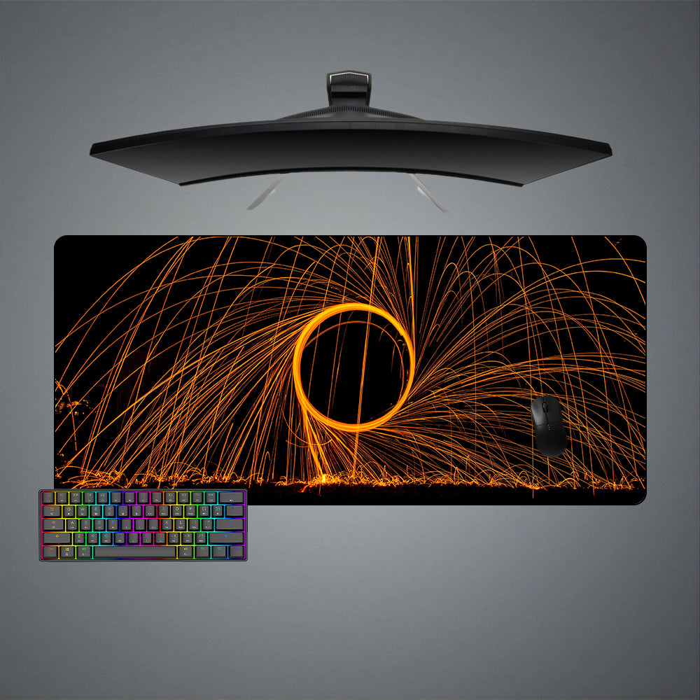 Allleftout Circular Sparks Design M-Xxl Size Gaming Mouse Pad, Computer Desk Mat