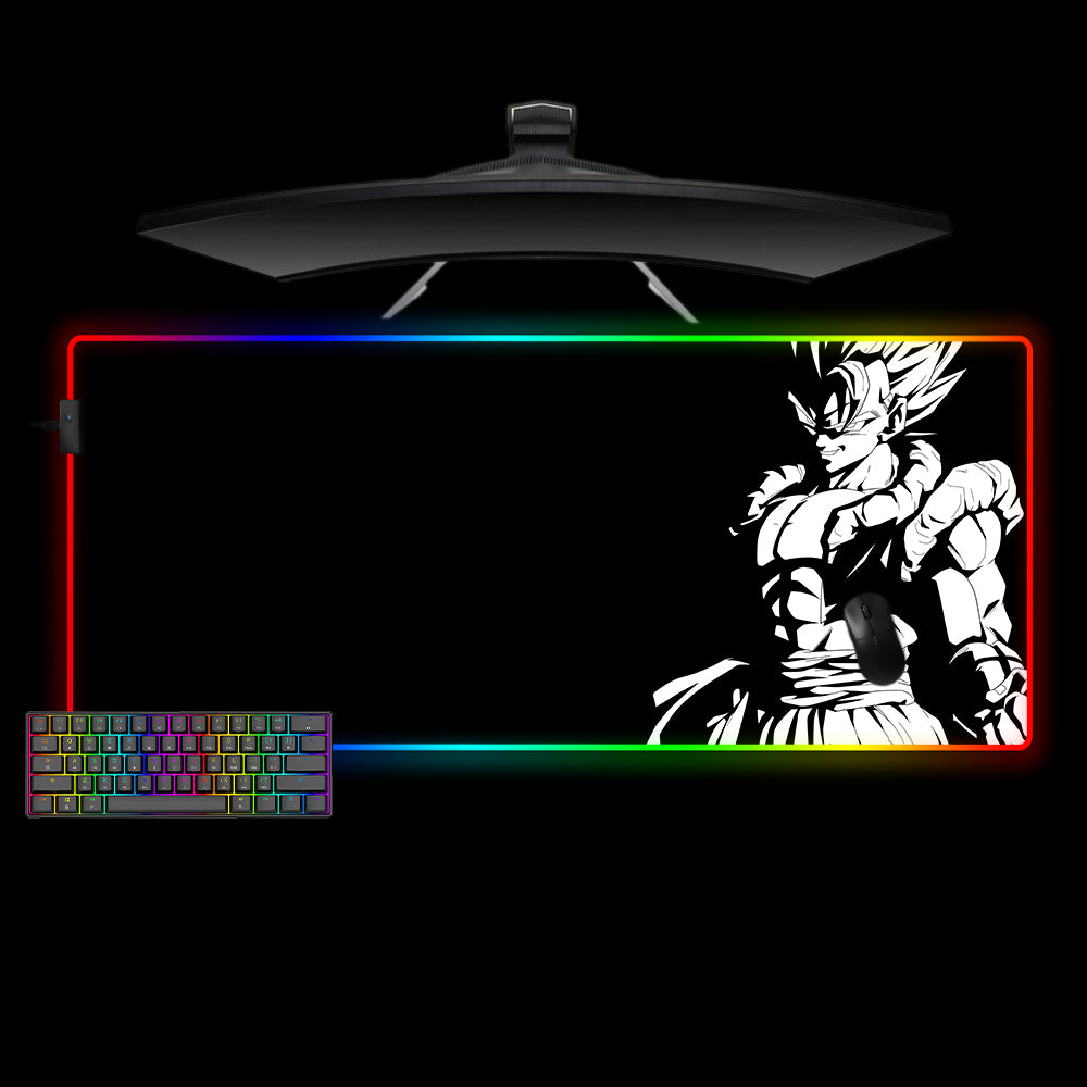 Allleftout Gogeta Black And White Design M-Xxl Size Rgb Gaming Mouse Pad, Computer Desk Mat