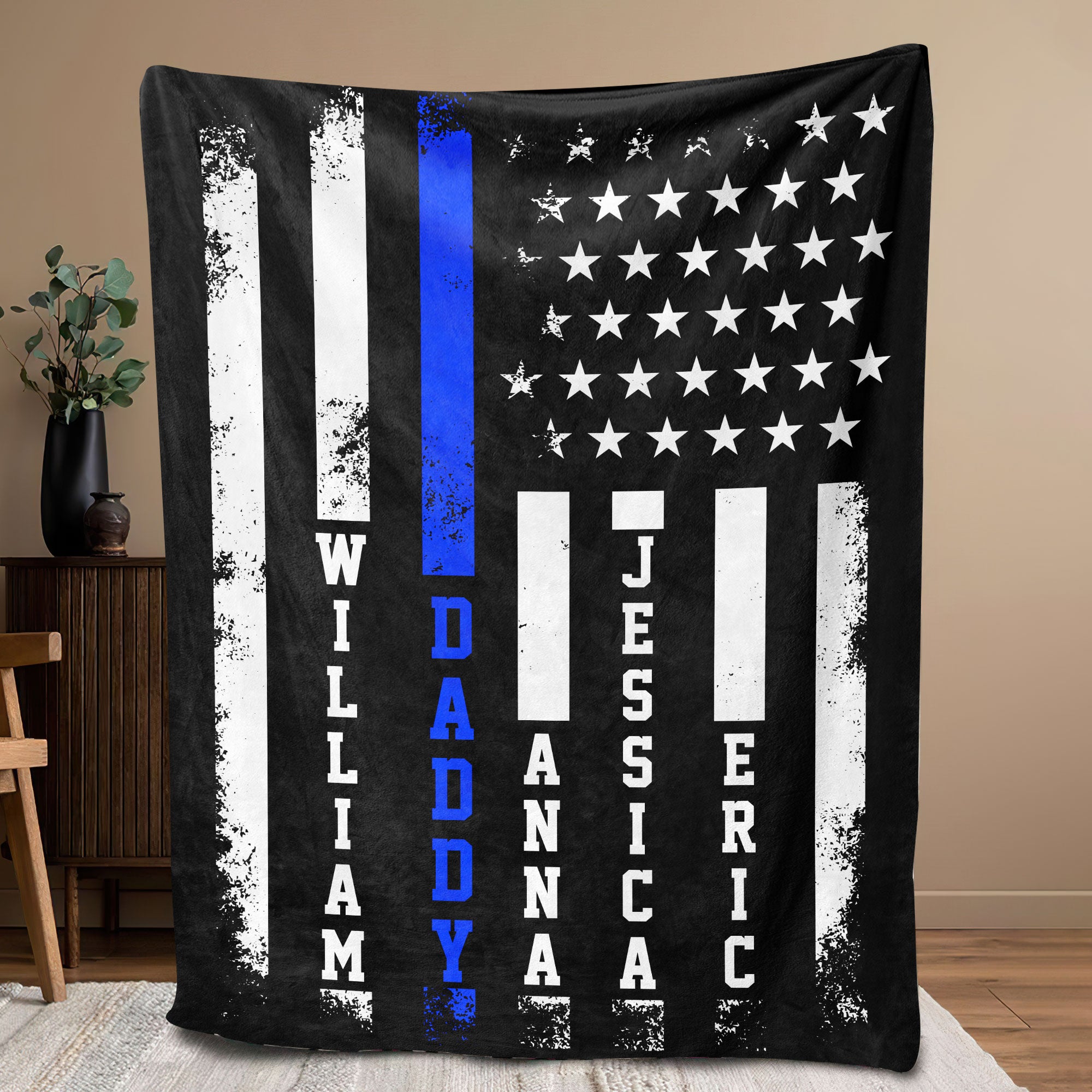 Petmytshirt Dad Blanket Custom Kids Names Soft Cozy Sherpa Fleece Throw Blanket American Flag Blanket