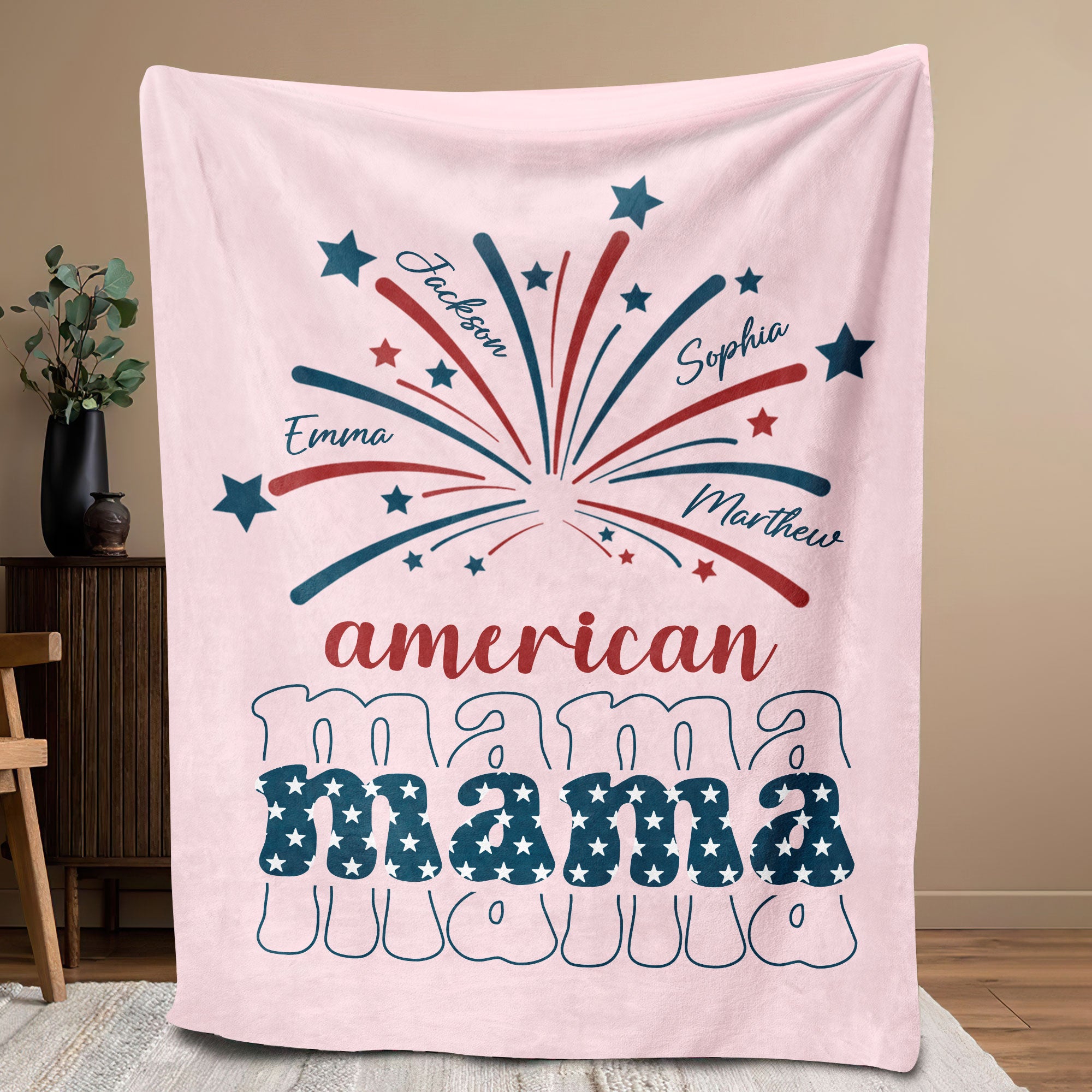 Petmytshirt Mom Blanket American Mama Blanket Custom 4th July Blanket