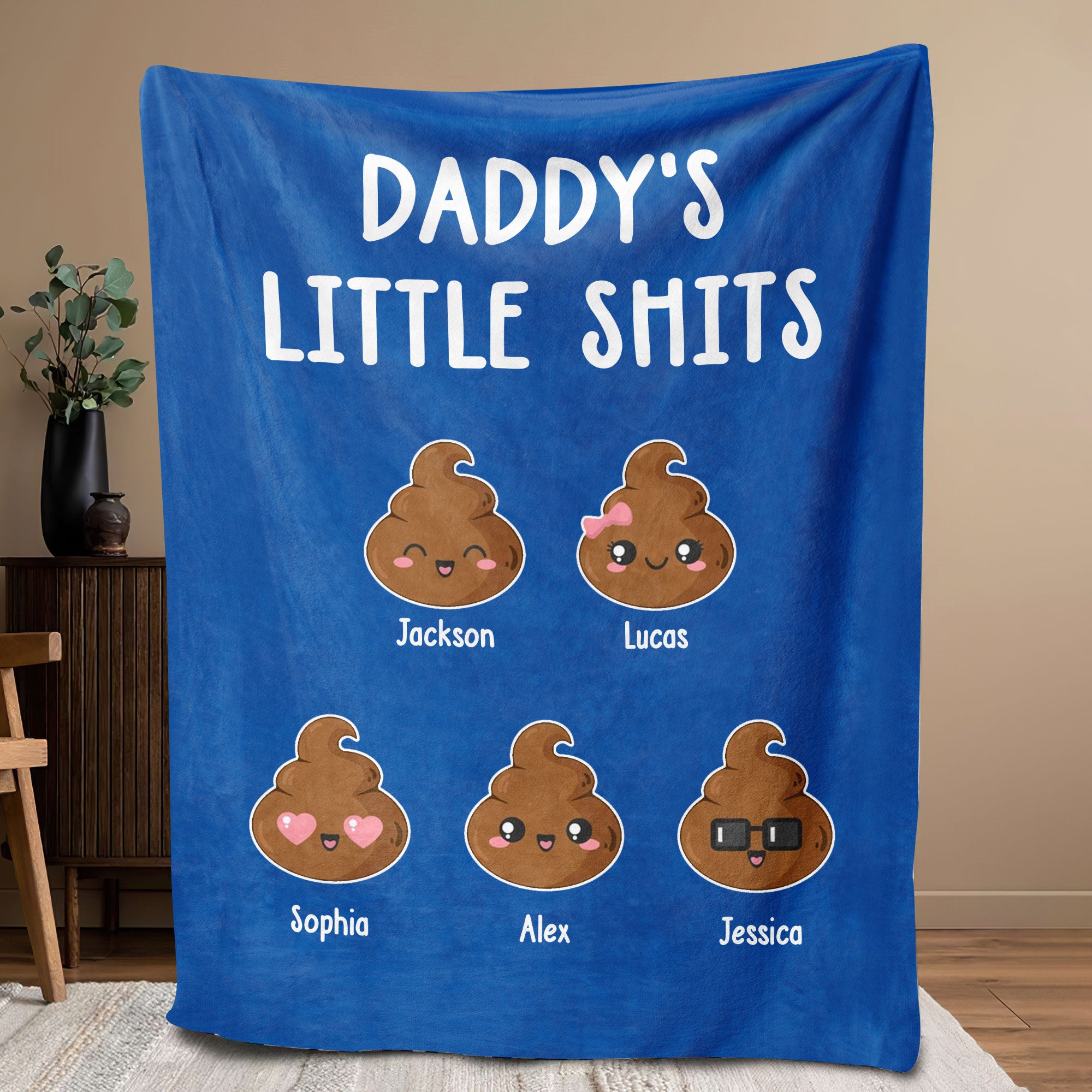 Petmytshirt Dad BlanketCustom Daddy's Little Shits Blanket