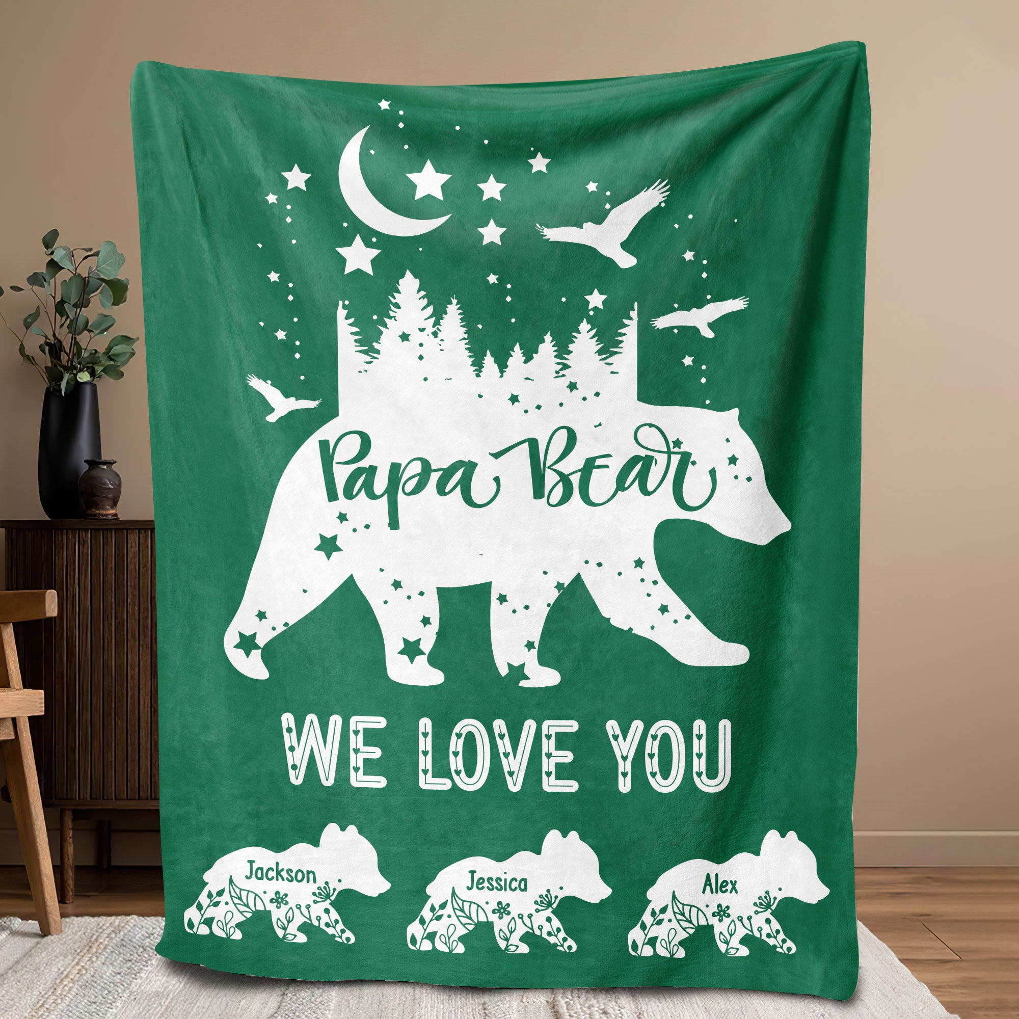 Petmytshirt Dad Blanket Papa Bear Blanket Custom Kid's 