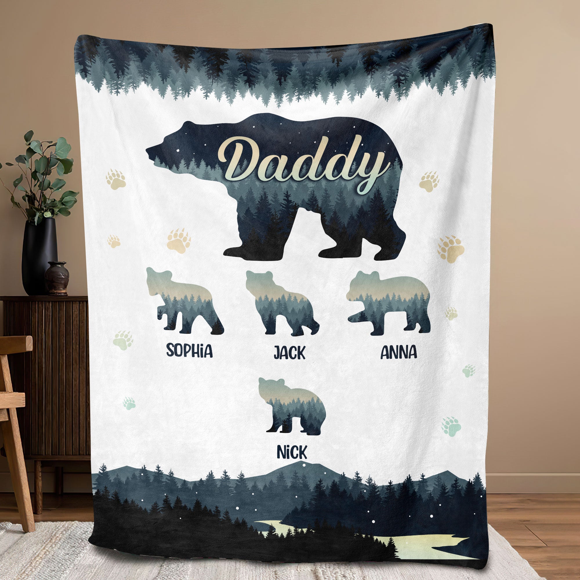 Petmytshirt Grandpa Blanket Papa Bear Grandpa Bear Blanket