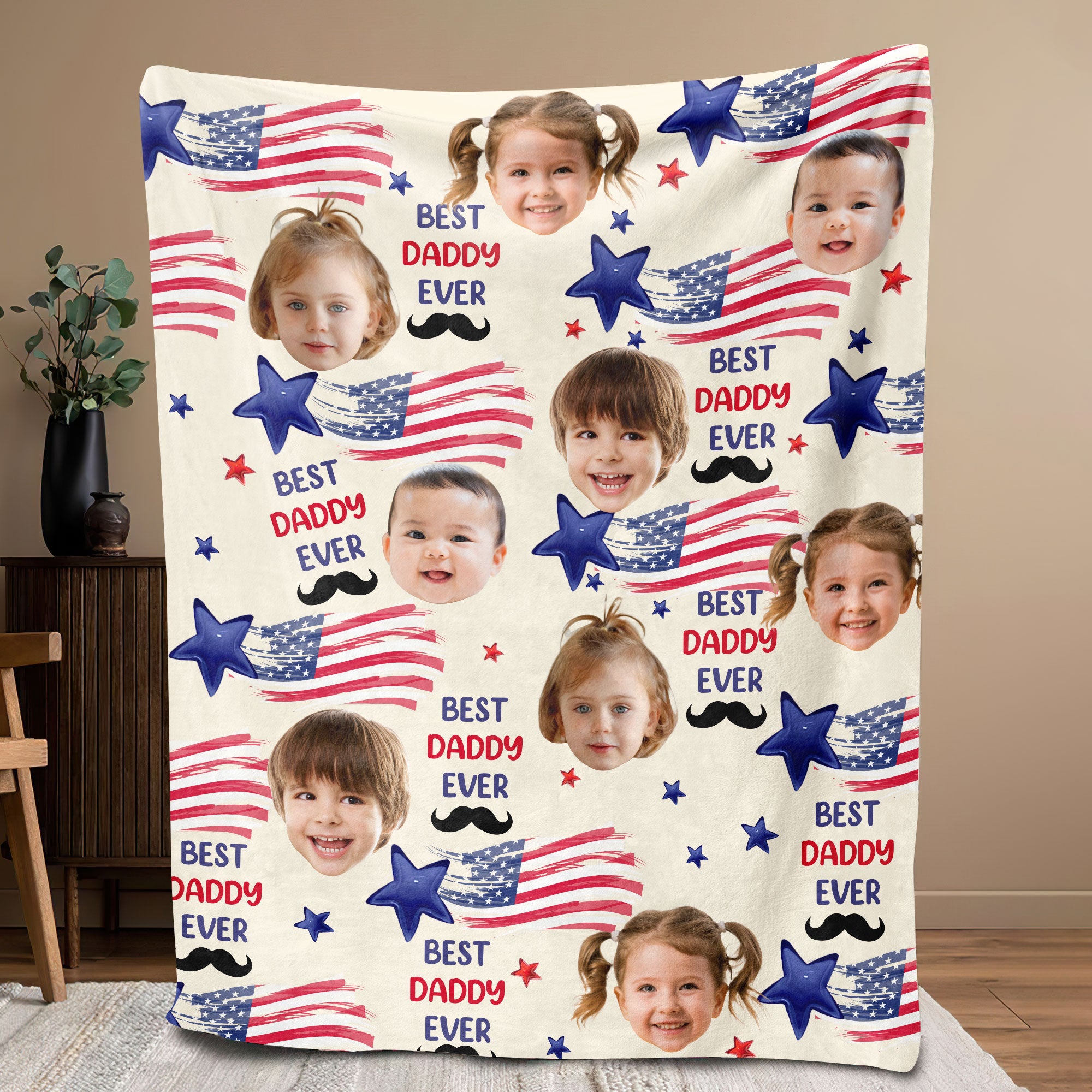 Petmytshirt Dad Blanket Custom Baby Face Blanket Child Photo Best Dad Ever