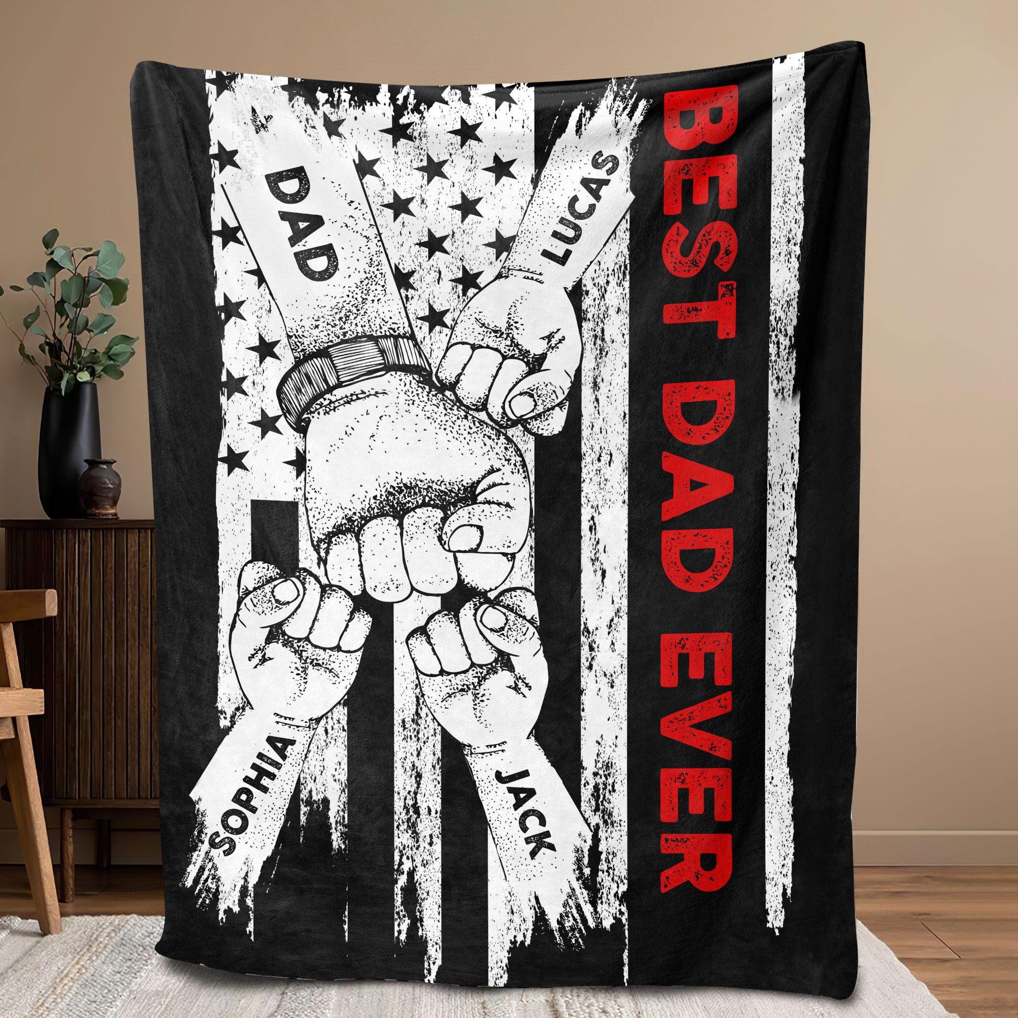 Petmytshirt Dad Blanket Dad Fist Bump Blanket Best Dad Ever