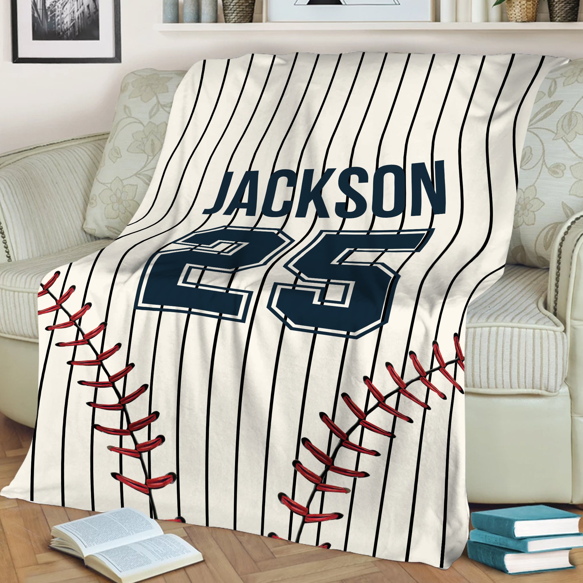 Petmytshirt Baseball Blanket Custom Name Number Soft Cozy Sherpa Fleece Throw Blankets