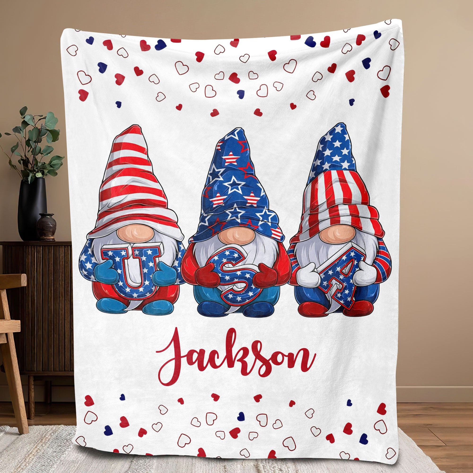 Petmytshirt 4th of July Gnomes Blanket US Independence Day Blanket