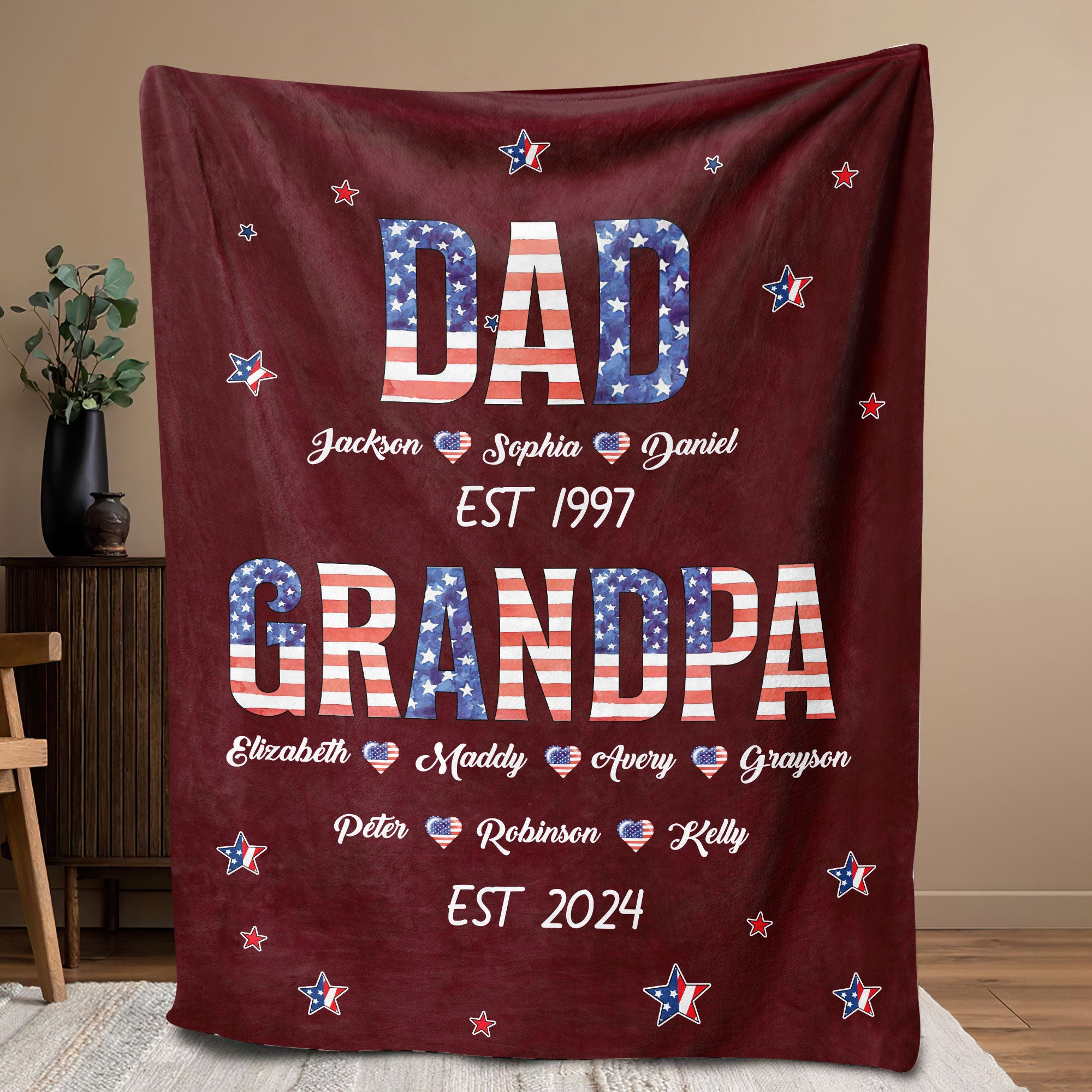 Petmytshirt Grandpa Blanket Custom First Dad Now Grandpa Soft Cozy Sherpa Fleece Throw Blanket 4th Of July Blanket