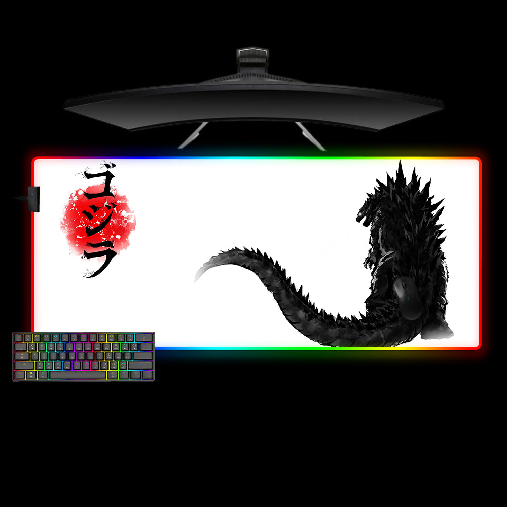 Allleftout Godzilla Art Design M-Xxl Size Rgb Gaming Mouse Pad, Computer Desk Mat