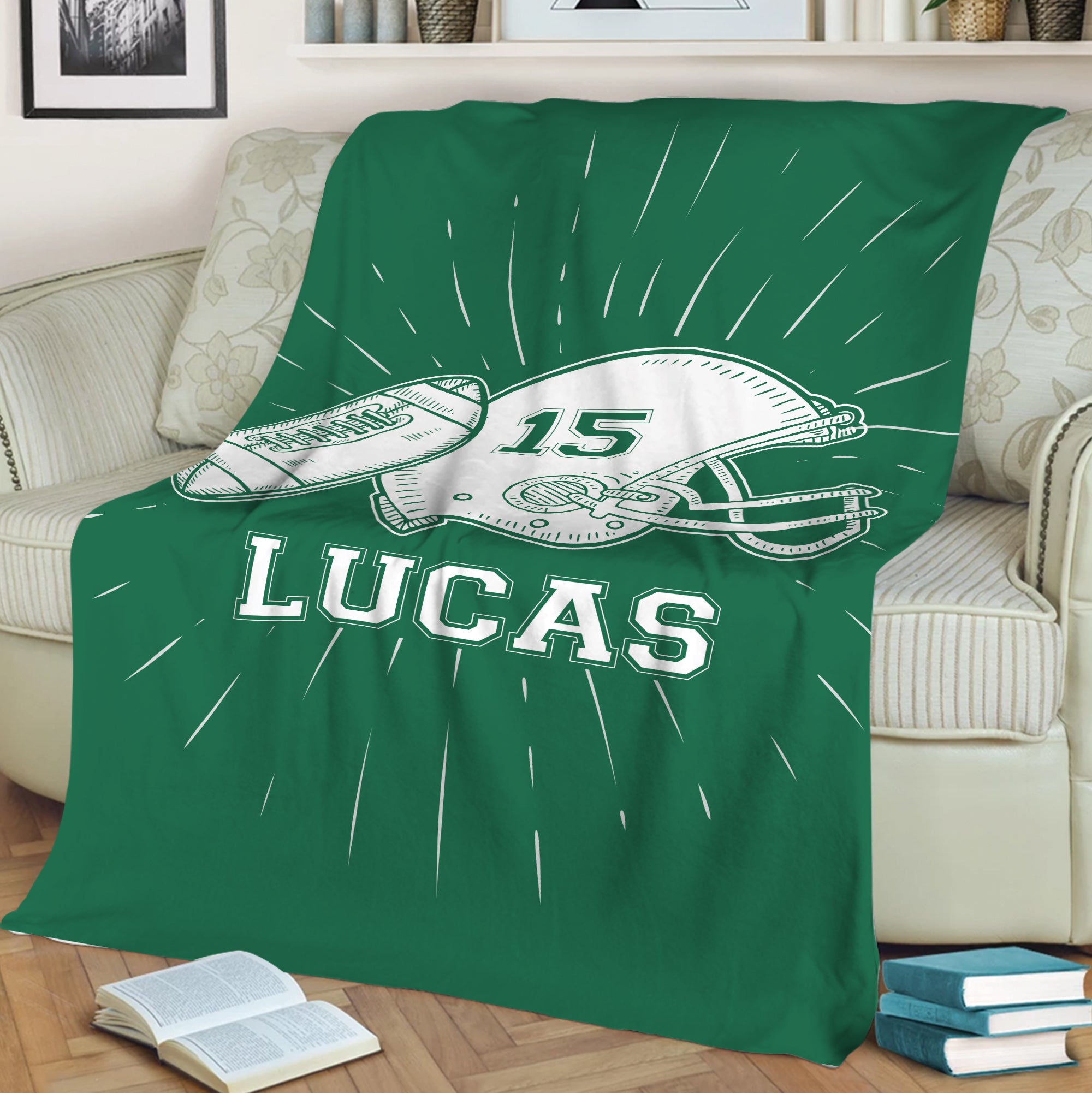 Petmytshirt Football Blanket Custom Name Number Soft Cozy Sherpa Fleece Throw Blankets