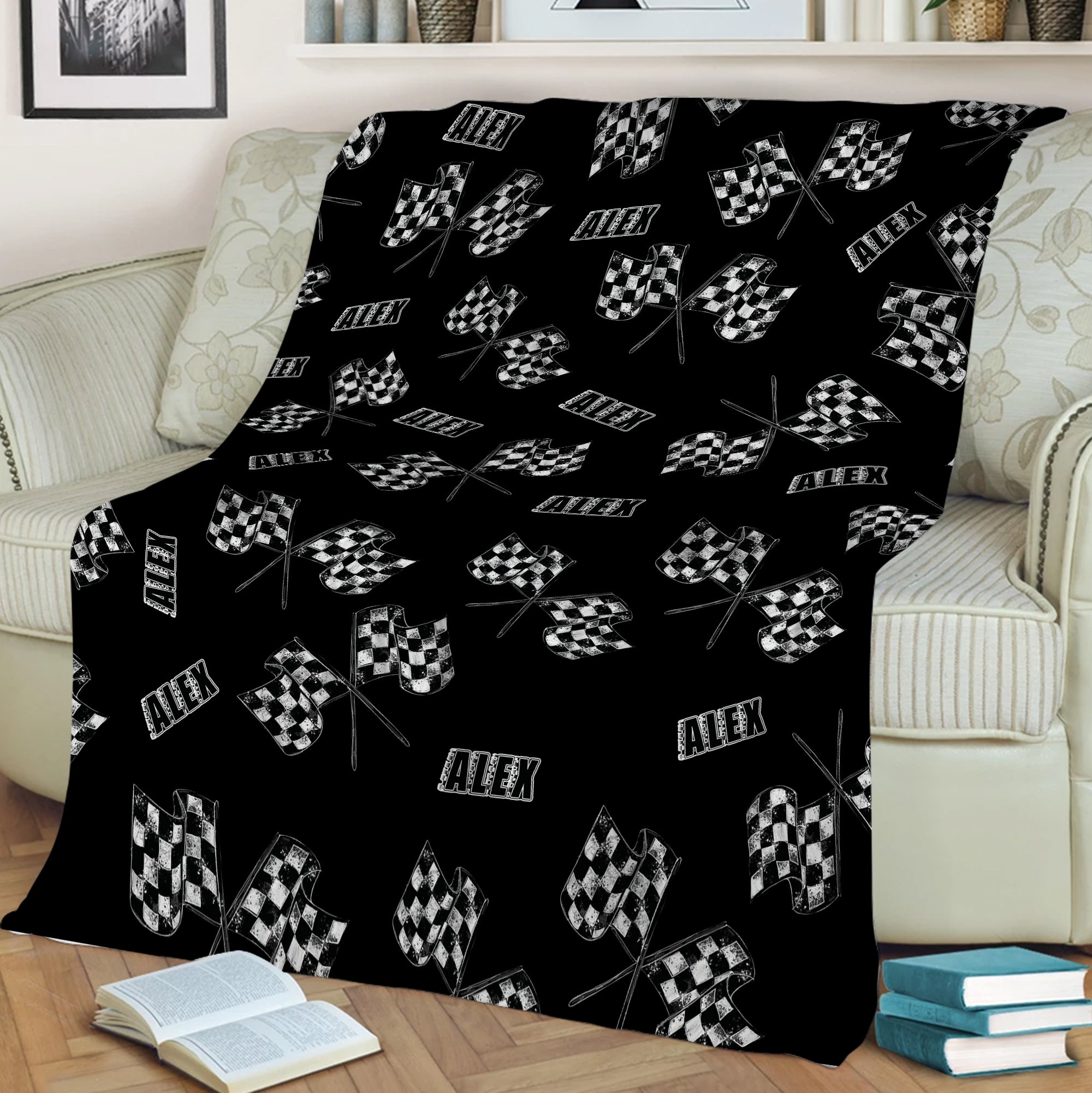 Petmytshirt Racing Blanket Custom Name Number Soft Cozy Sherpa Fleece Throw Blankets