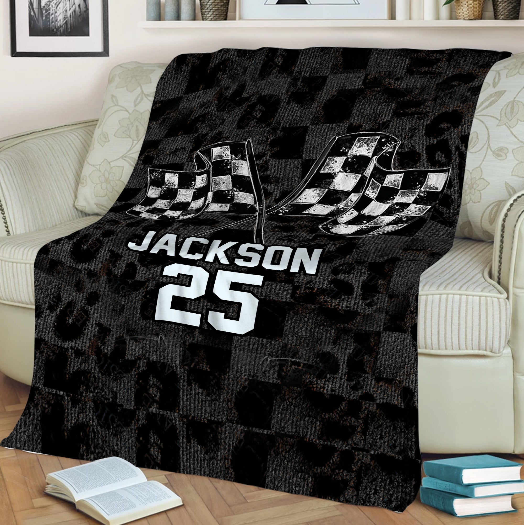 Petmytshirt Racing Blanket Custom Name Number Soft Cozy Sherpa Fleece Throw Blankets