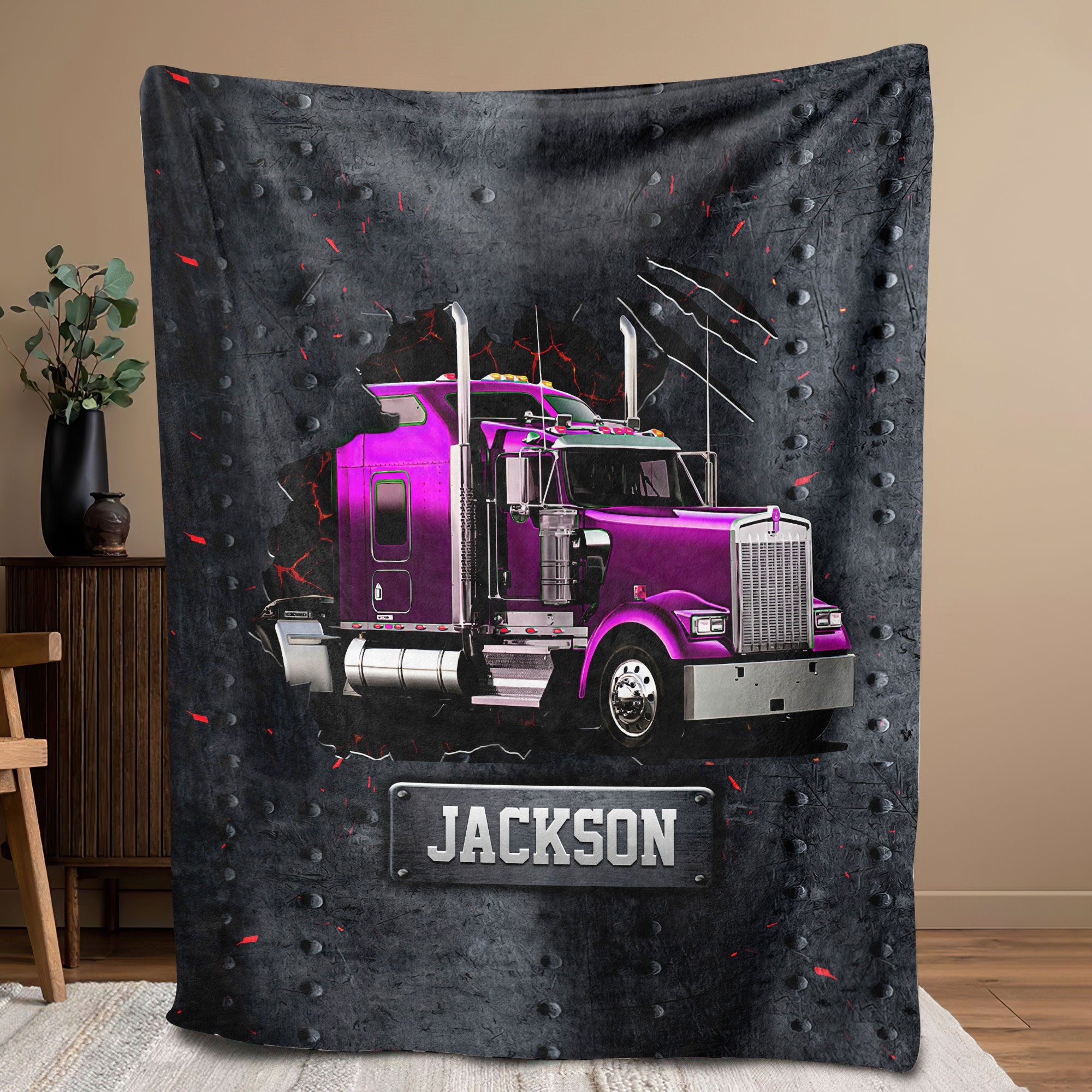 Petmytshirt Truck Blanket Trucker Blanket Custom Name Gift For Truck Driver Dad Husband Son