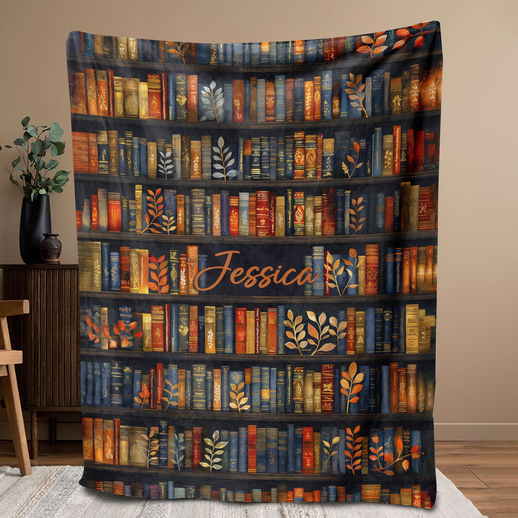 Petmytshirt Book Blanket Bookshelf Blanket Custom Name Gift For Reading Lover Bookworm Nerd