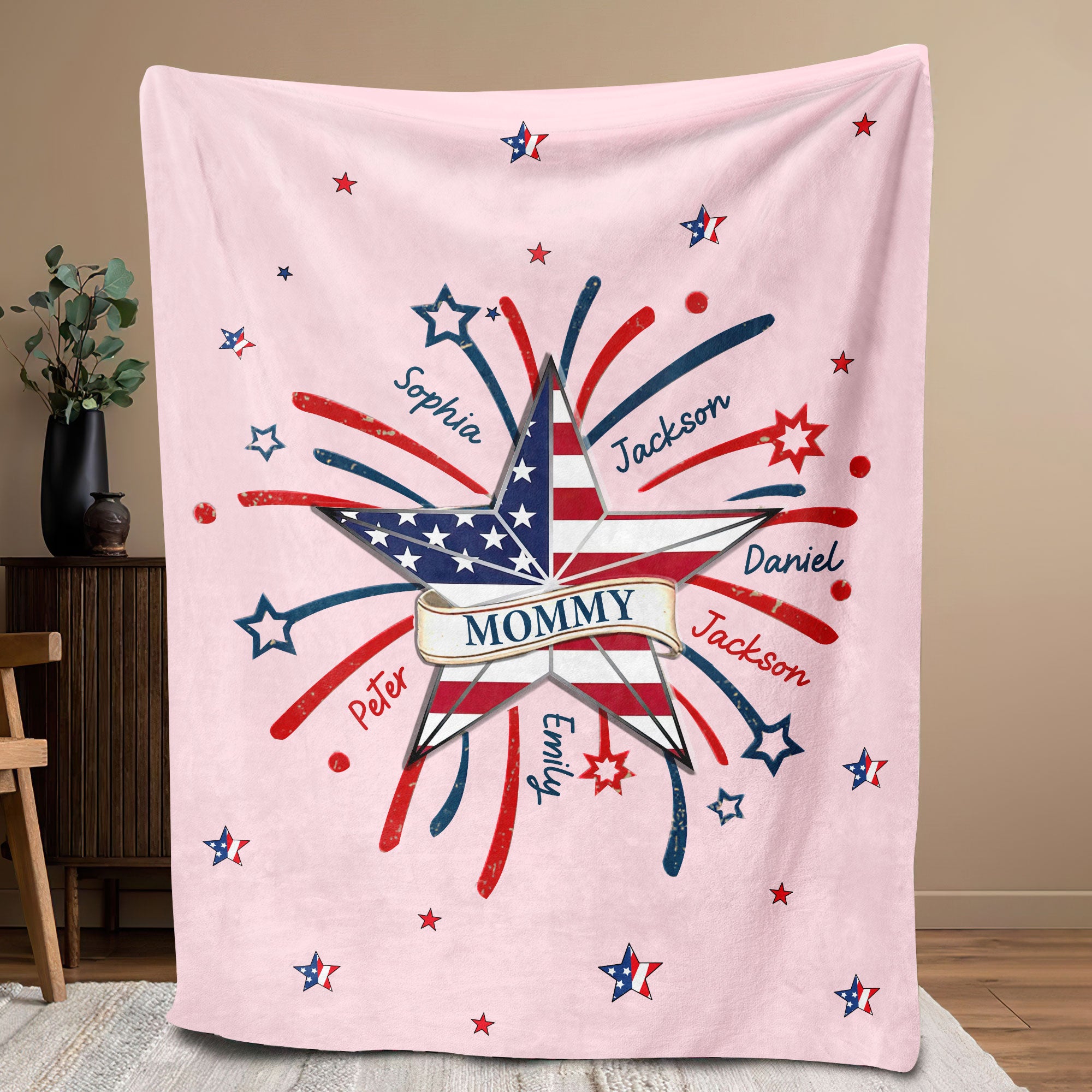 Petmytshirt Kids Names 4th of July Blanket