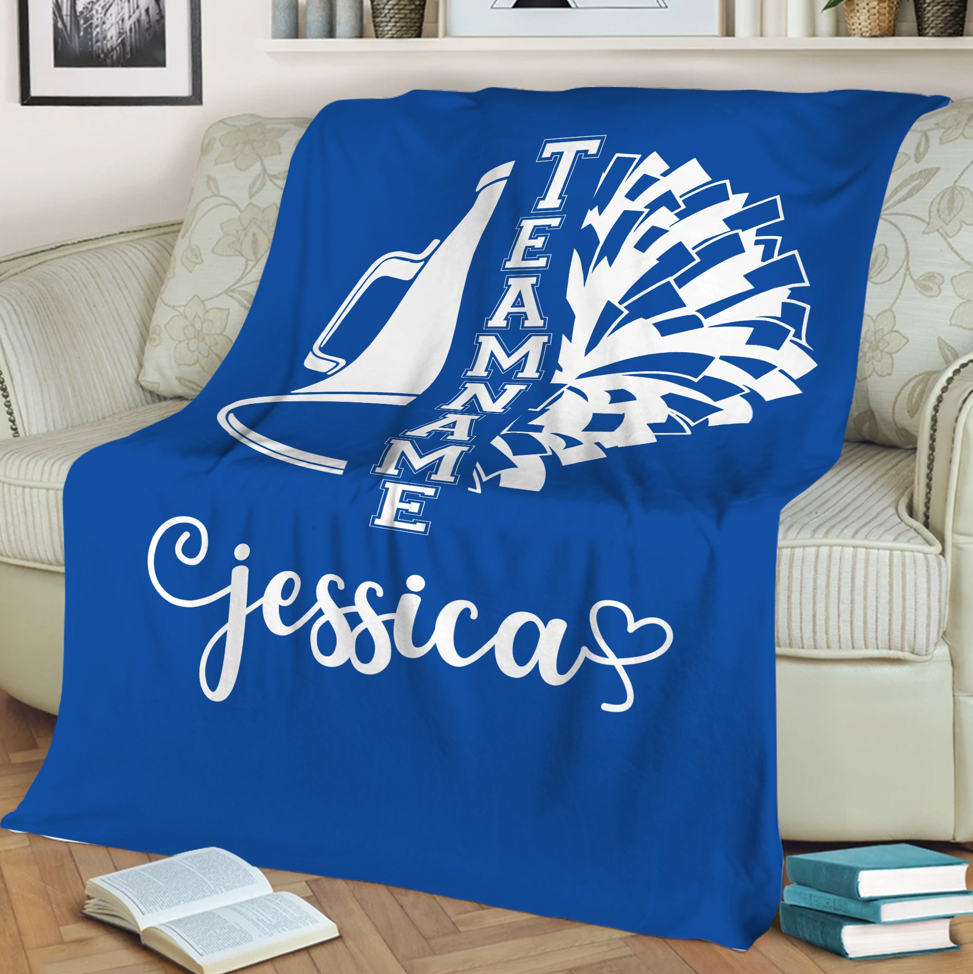 Petmytshirt Cheerleading Blanket Custom Name Soft Cozy Sherpa Fleece Throw Blankets