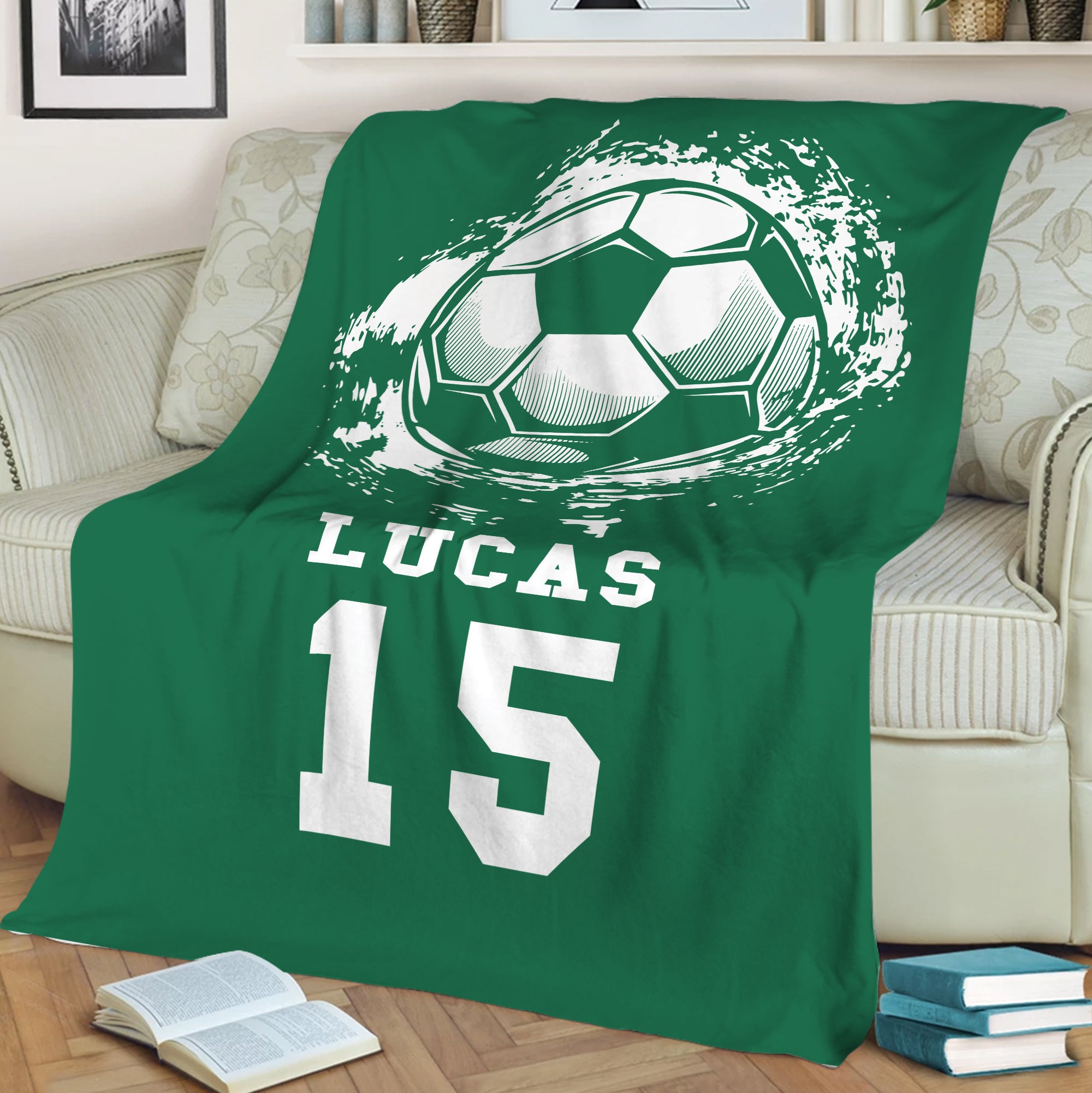 Petmytshirt Soccer Blanket Custom Name Number Soft Cozy Sherpa Fleece Throw Blankets