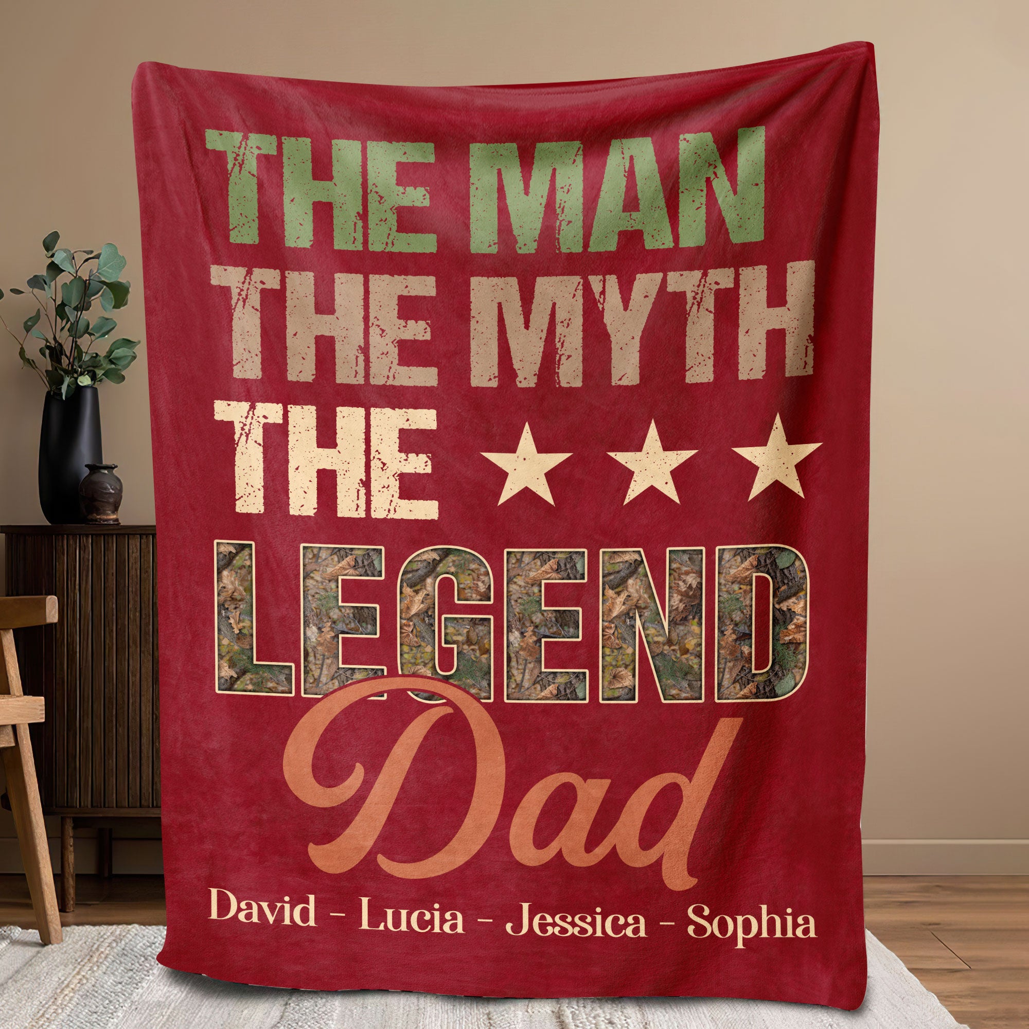 Petmytshirt Dad Blanket Custom Kid's Names The Man The Myth The Legend
